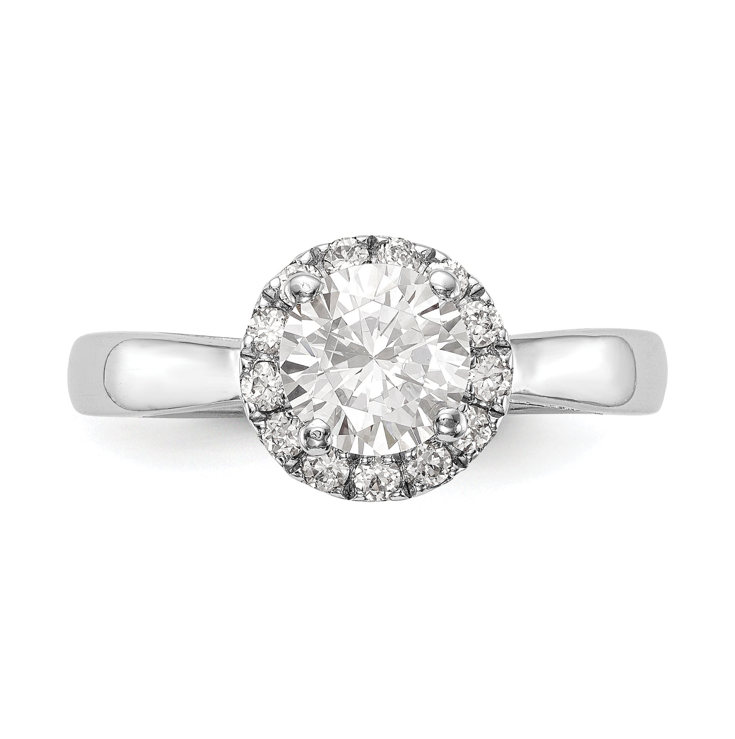 14k White Gold Halo (Holds 1 ct (6.5mm) Round Center) 1/3 ct Diamond Semi-mount Engagement Ring