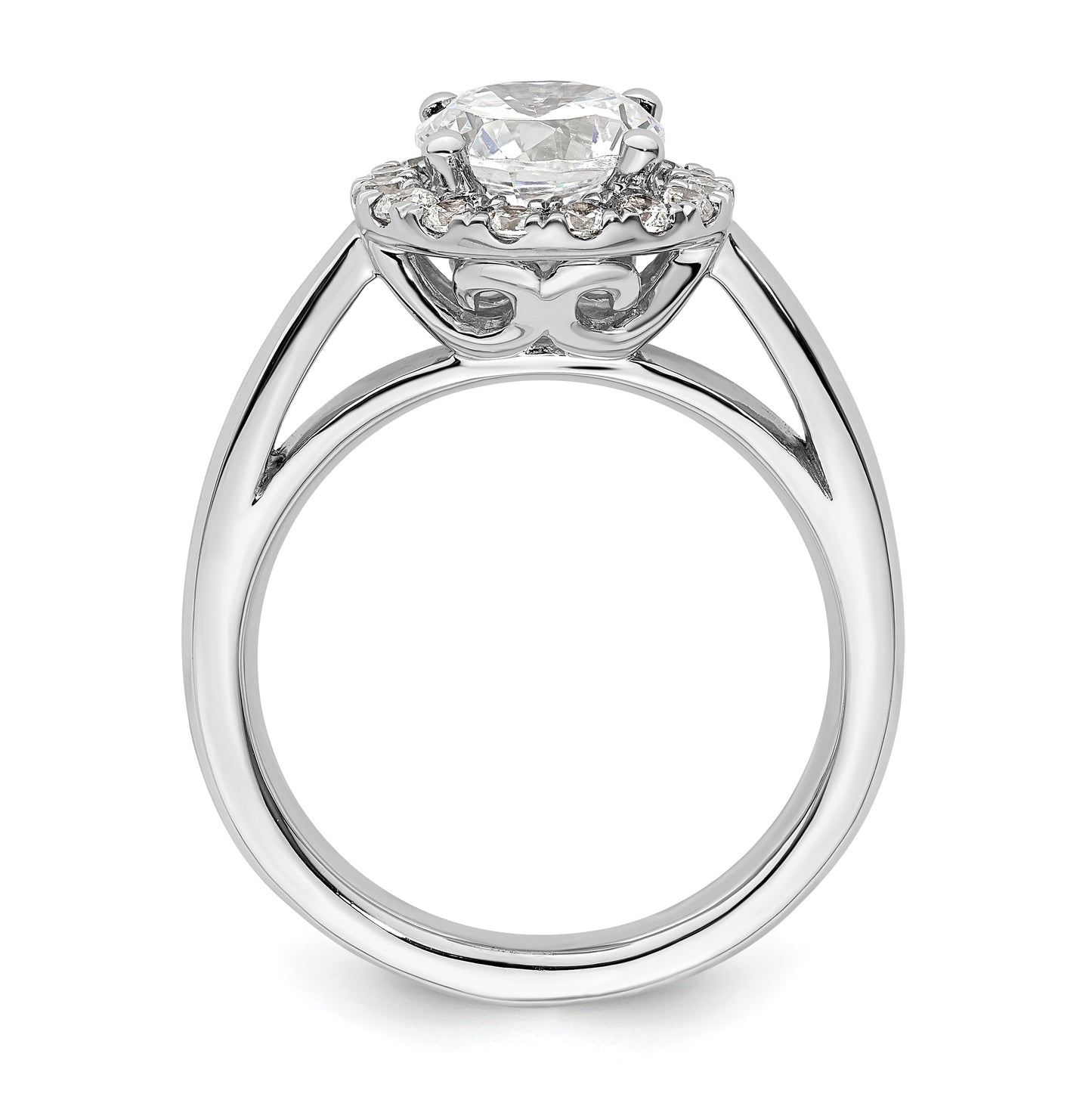 14k White Gold Halo (Holds 1.5 carat (7.5mm) Round Center) 3/8 carat Diamond Semi-mount Engagement Ring
