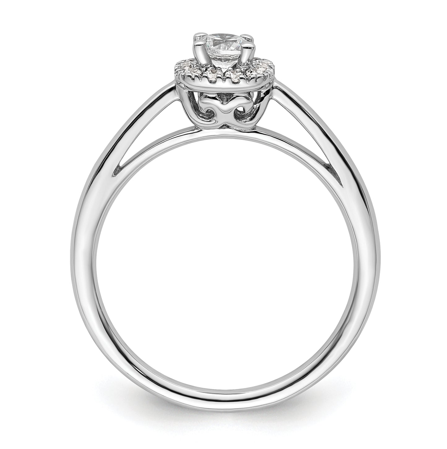 14k White Gold Halo (Holds 1/5 carat (3.8mm) Round Center) 1/8 carat Diamond Semi-mount Engagement Ring