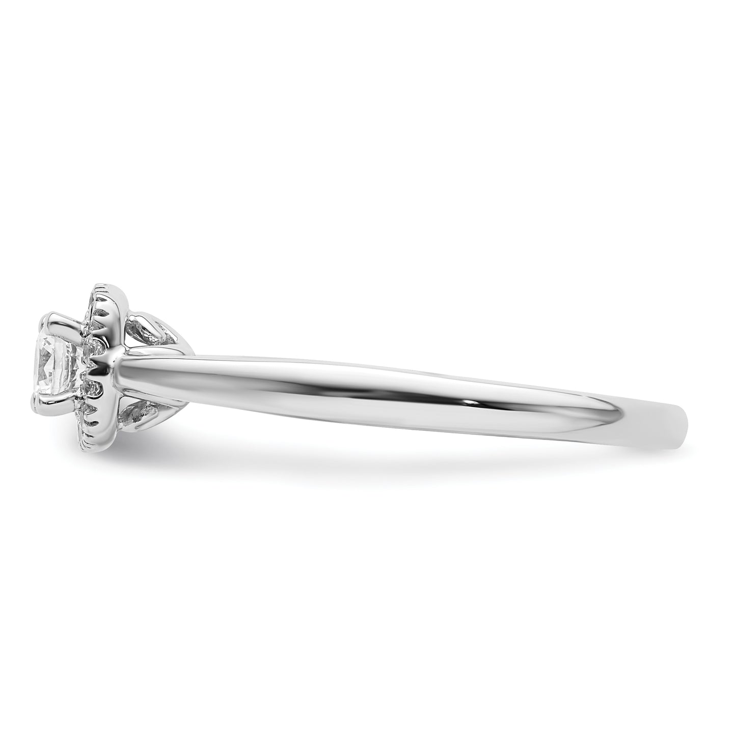 14k White Gold Halo (Holds 1/5 carat (3.8mm) Round Center) 1/8 carat Diamond Semi-mount Engagement Ring