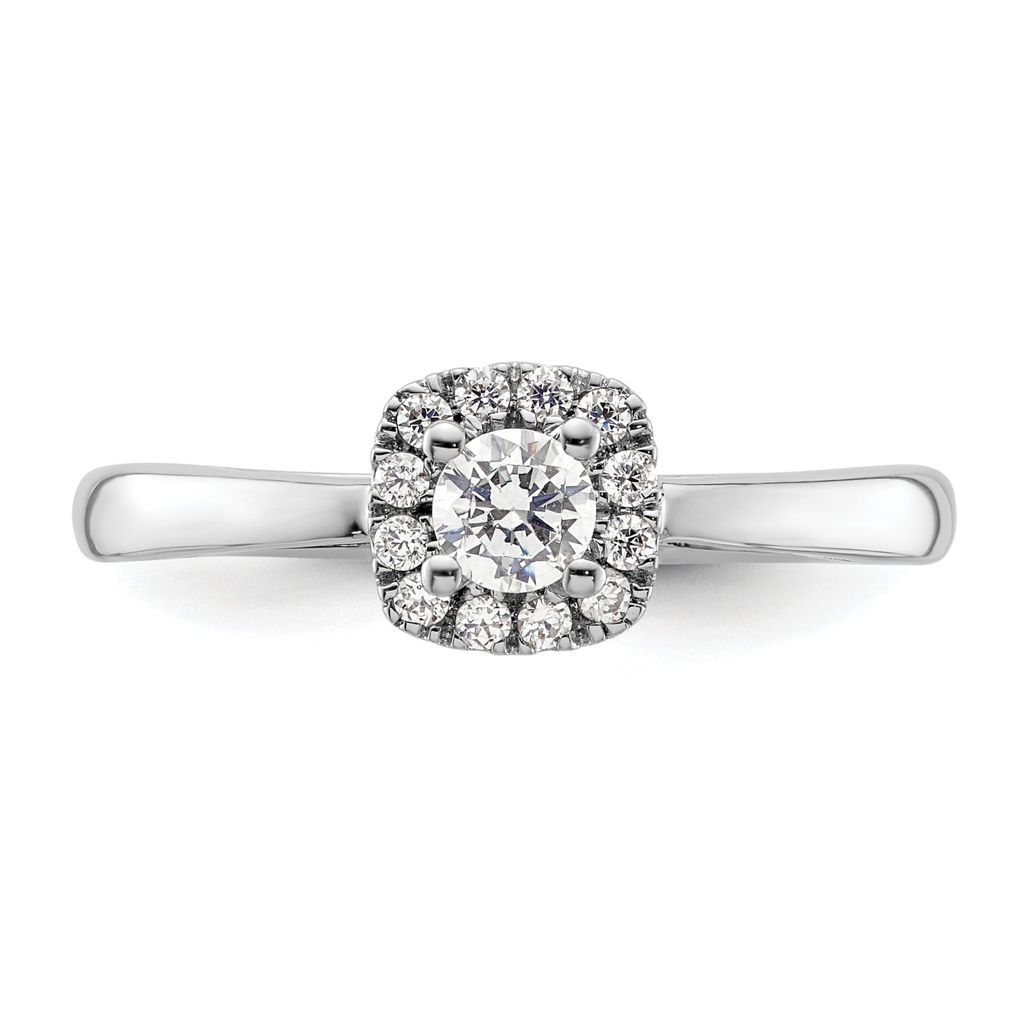 14k White Gold Halo (Holds 1/5 carat (3.8mm) Round Center) 1/8 carat Diamond Semi-mount Engagement Ring