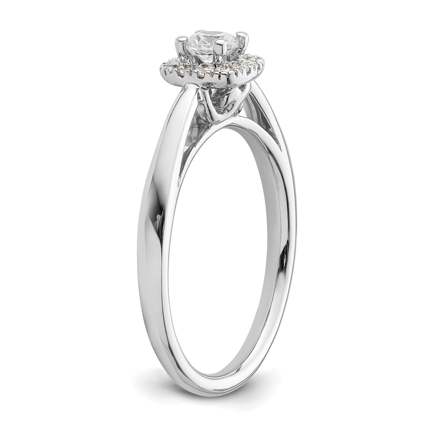 14k White Gold Halo (Holds 1/5 carat (3.8mm) Round Center) 1/8 carat Diamond Semi-mount Engagement Ring