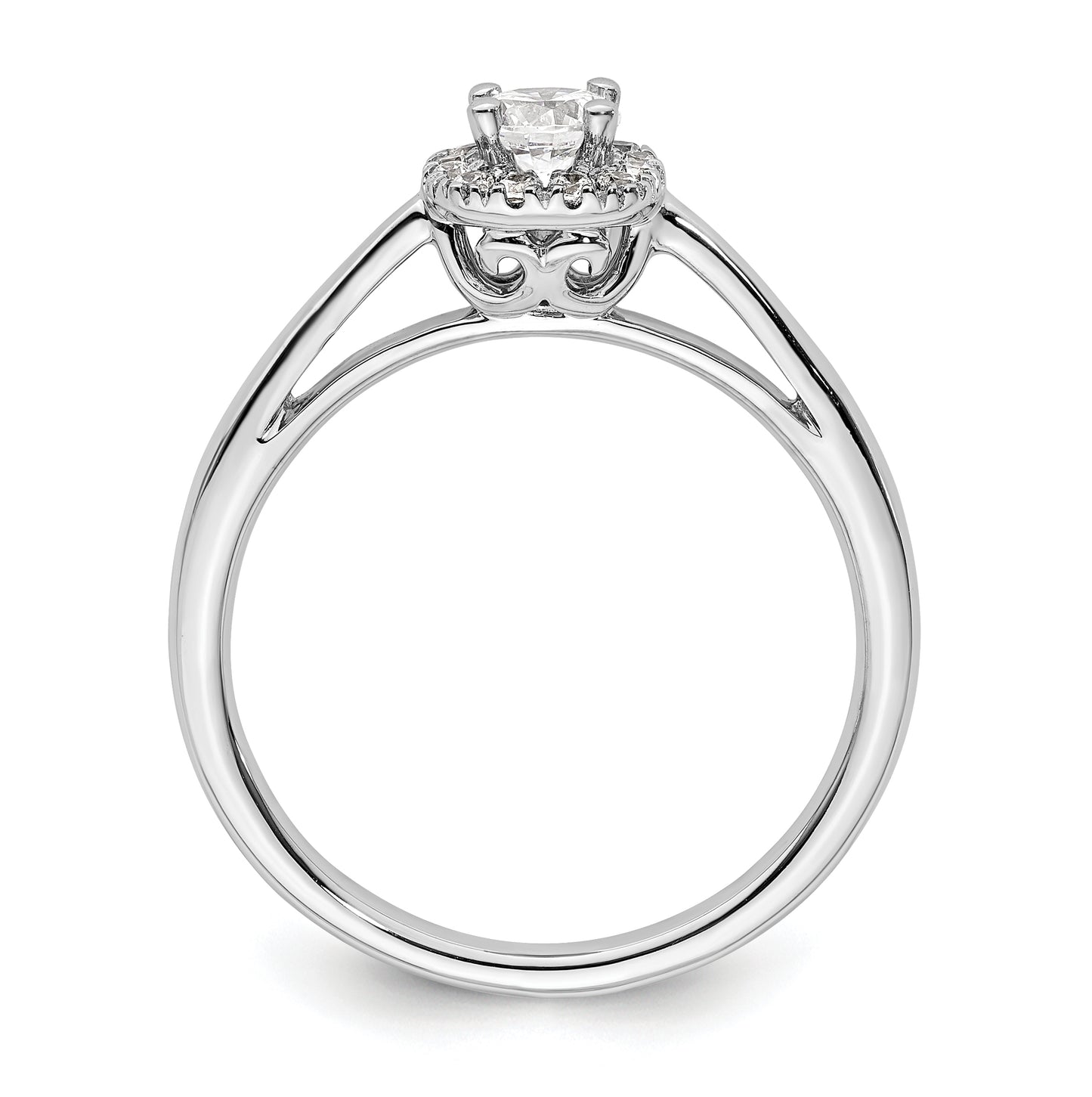 14k White Gold Halo (Holds 1/4 carat (4.1mm) Round Center) 1/8 carat Diamond Semi-mount Engagement Ring