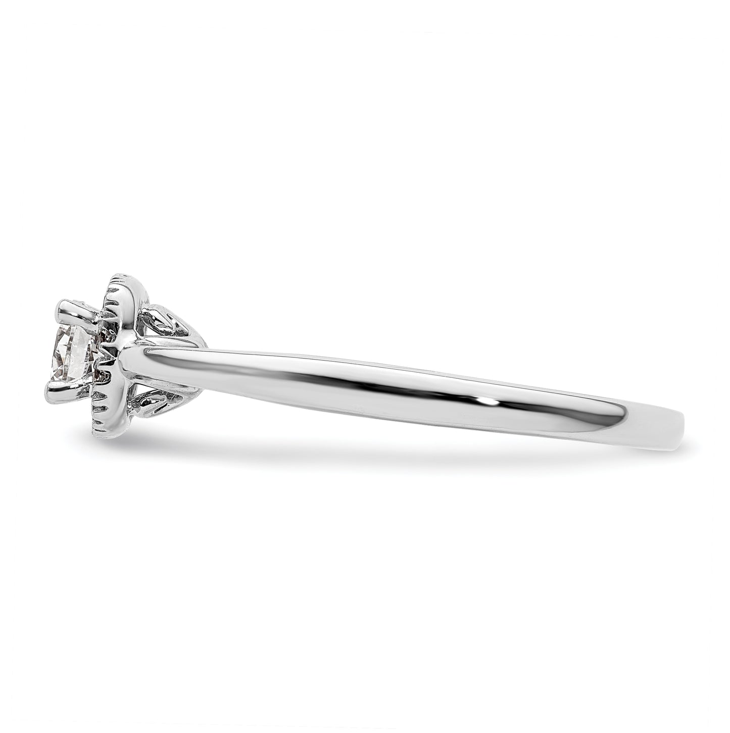 14k White Gold Halo (Holds 1/4 carat (4.1mm) Round Center) 1/8 carat Diamond Semi-mount Engagement Ring