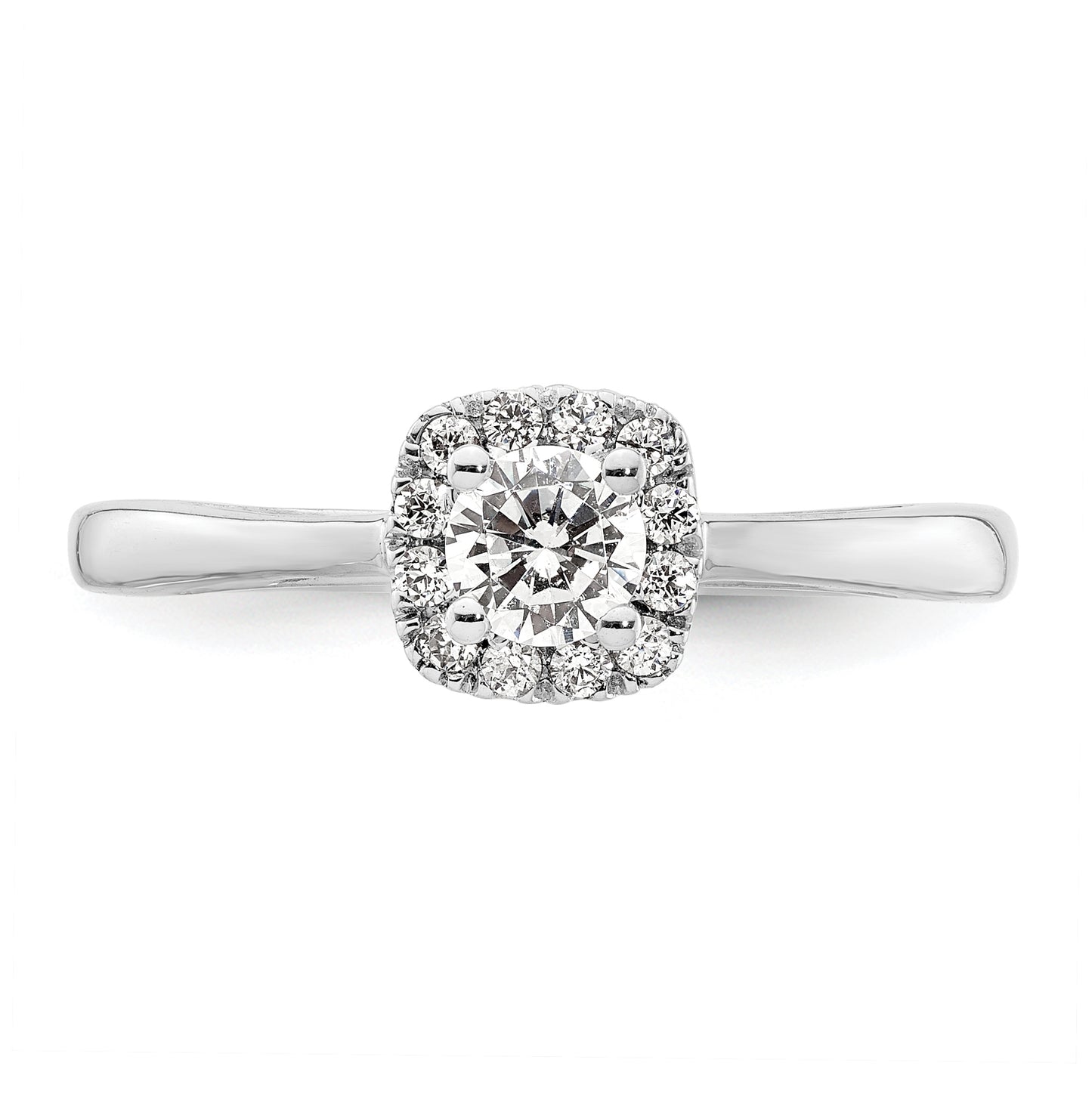 14k White Gold Halo (Holds 1/4 carat (4.1mm) Round Center) 1/8 carat Diamond Semi-mount Engagement Ring
