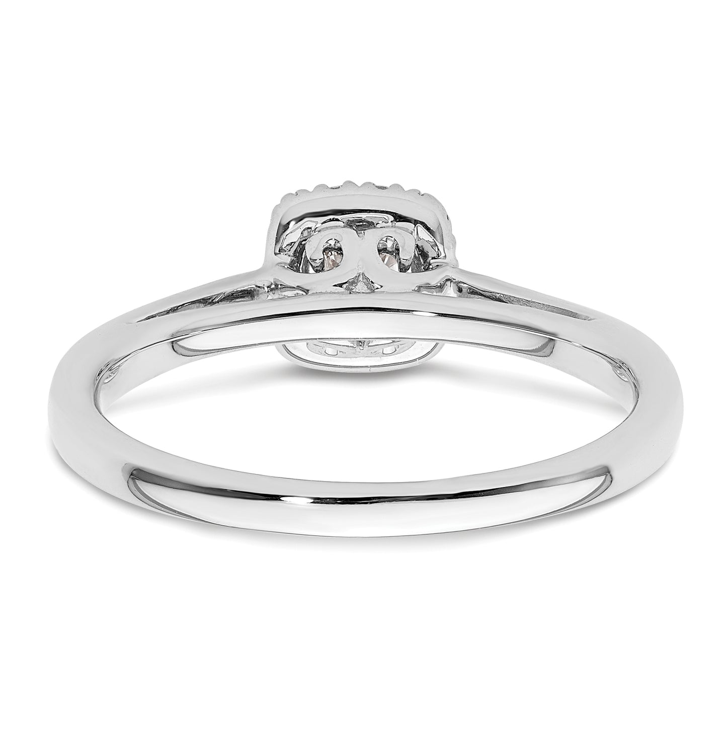 14k White Gold Halo (Holds 1/4 carat (4.1mm) Round Center) 1/8 carat Diamond Semi-mount Engagement Ring