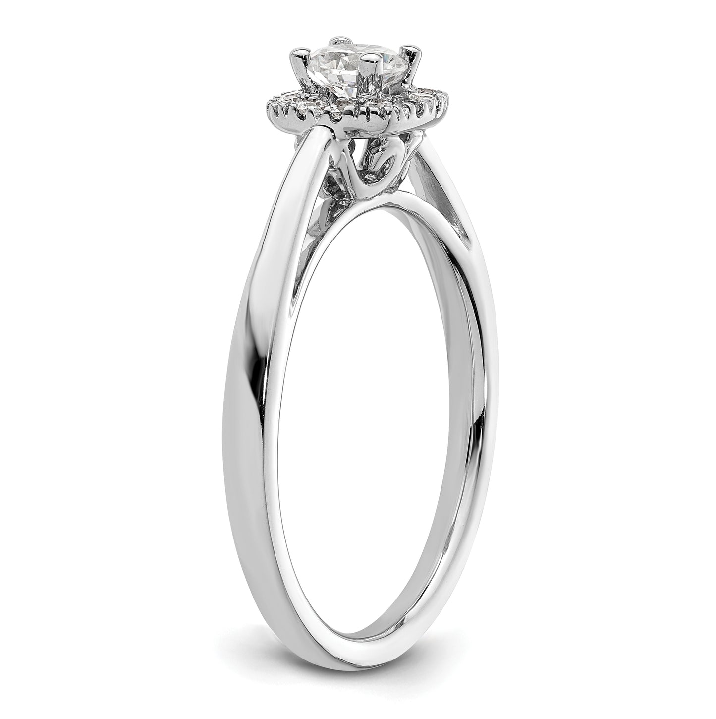 14k White Gold Halo (Holds 1/4 carat (4.1mm) Round Center) 1/8 carat Diamond Semi-mount Engagement Ring