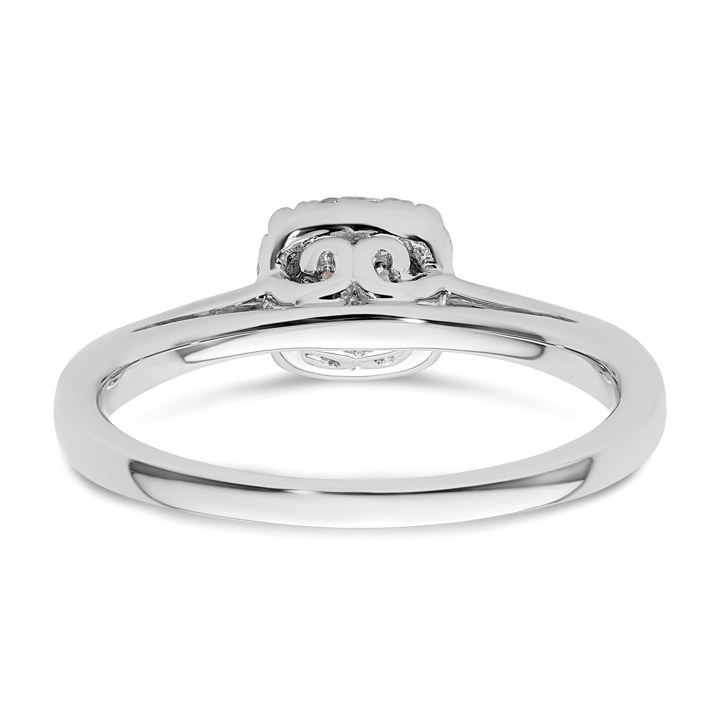 14k White Gold Halo (Holds 3/8 carat (4.6mm) Round Center) 1/8 carat Diamond Semi-mount Engagement Ring