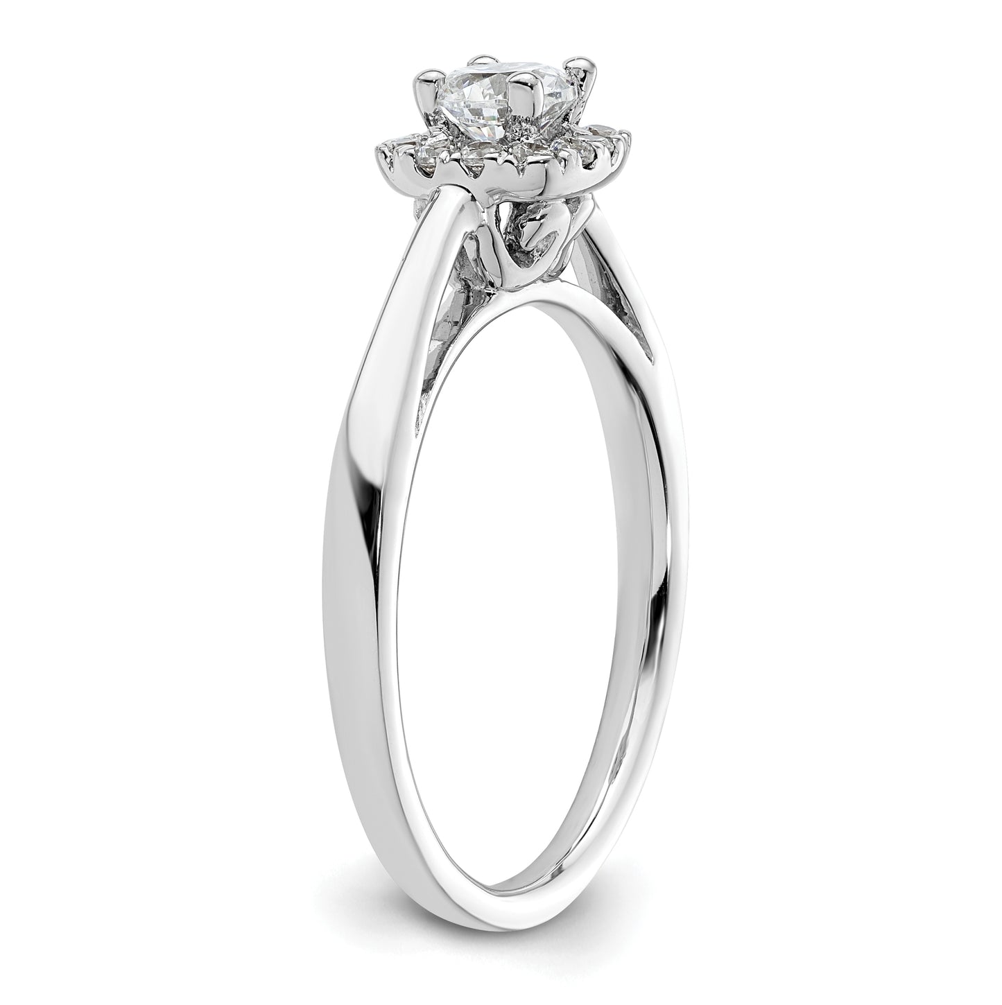 14k White Gold Halo (Holds 3/8 carat (4.6mm) Round Center) 1/8 carat Diamond Semi-mount Engagement Ring