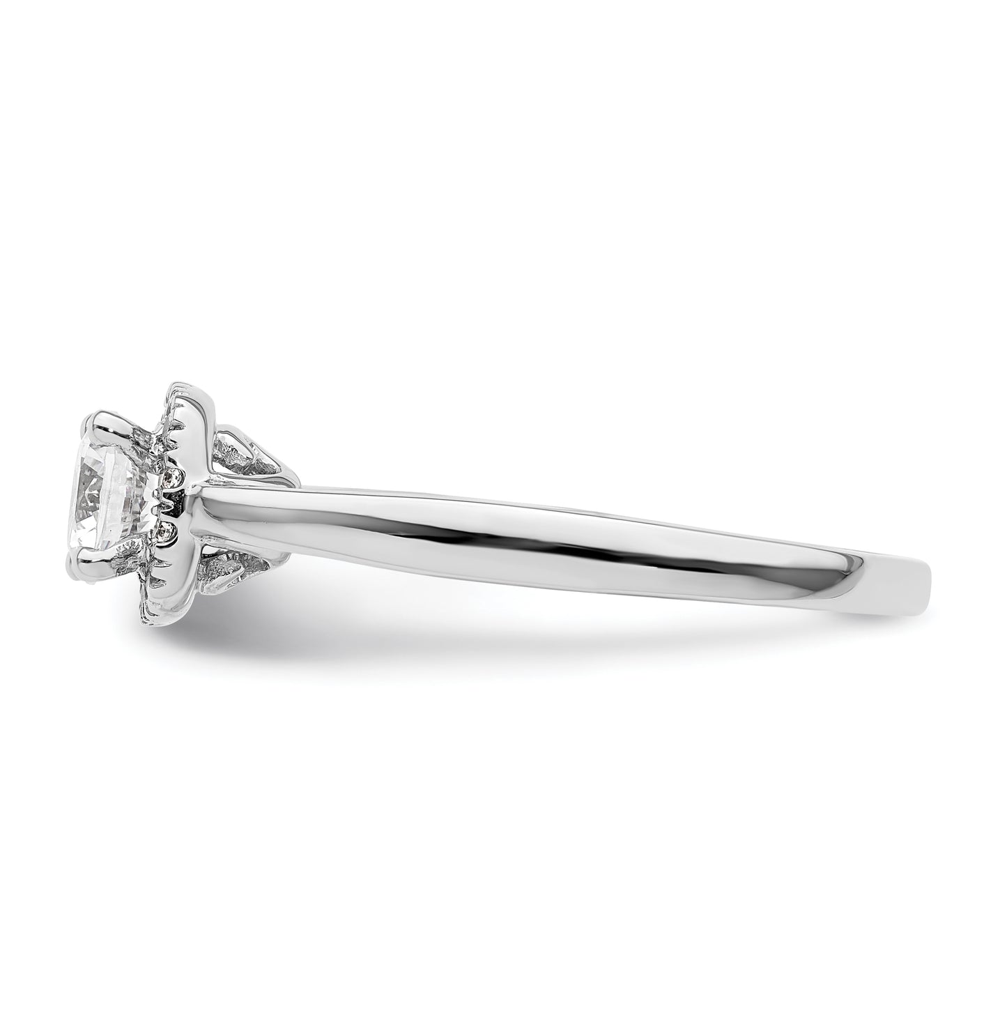 14k White Gold Halo (Holds 1/2 carat (5.2 mm) Round Center) 1/8 carat Diamond Semi-mount Engagement Ring