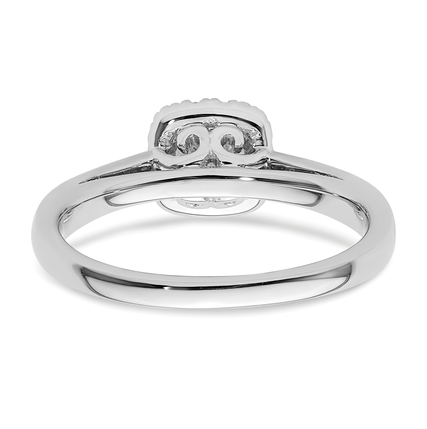 14k White Gold Halo (Holds 1/2 carat (5.2 mm) Round Center) 1/8 carat Diamond Semi-mount Engagement Ring