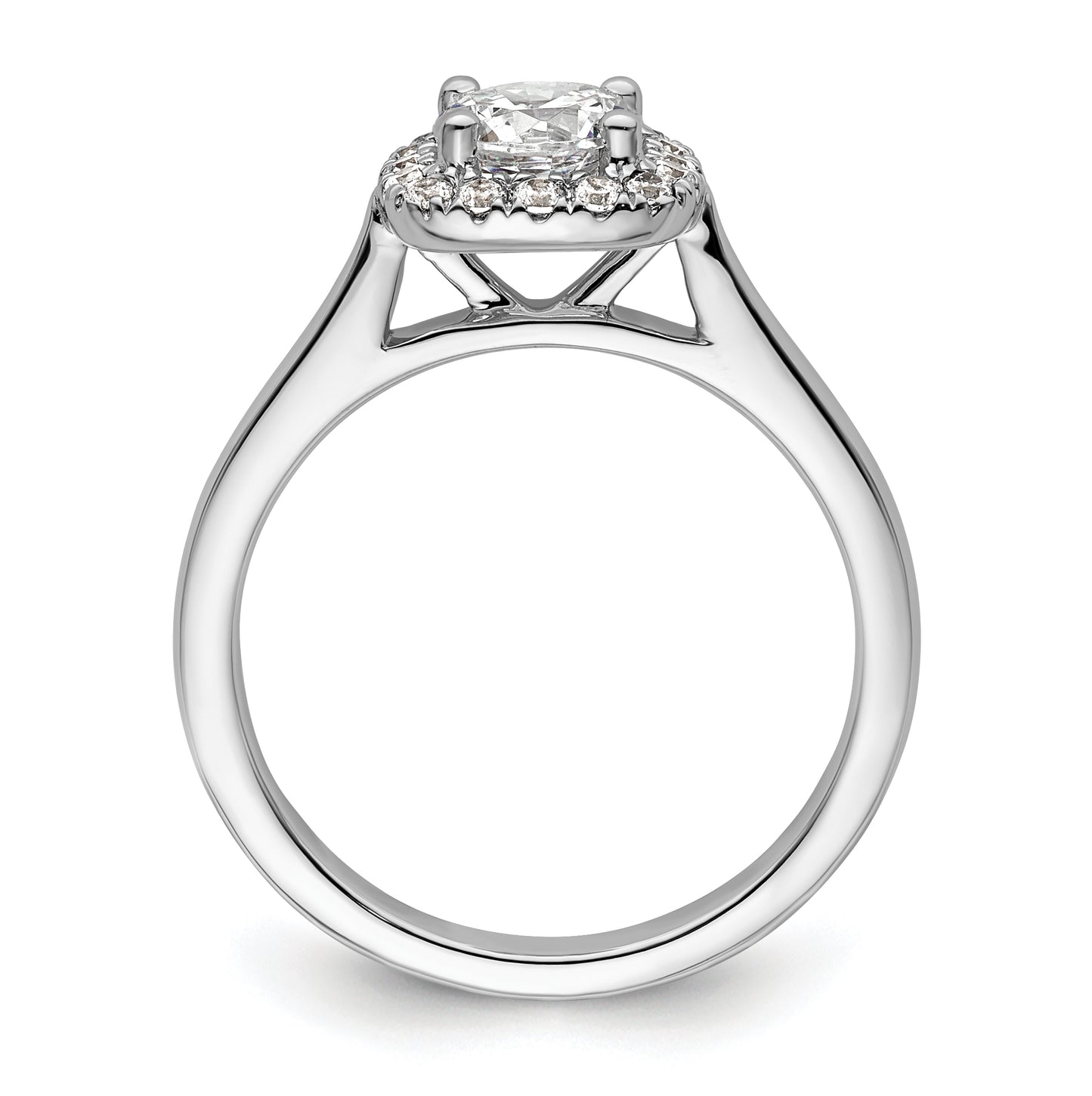 14k White Gold Halo (Holds 3/4 carat (5.8 mm) Round Center) 1/5 carat Diamond Semi-mount Engagement Ring