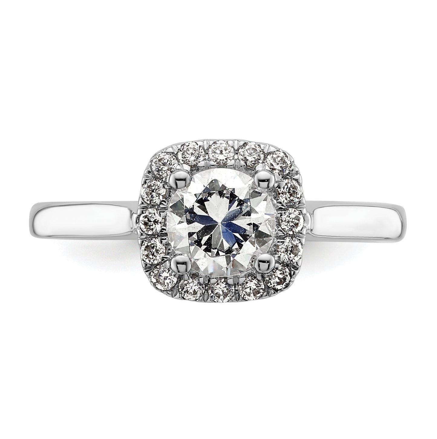 14k White Gold Halo (Holds 3/4 carat (5.8 mm) Round Center) 1/5 carat Diamond Semi-mount Engagement Ring