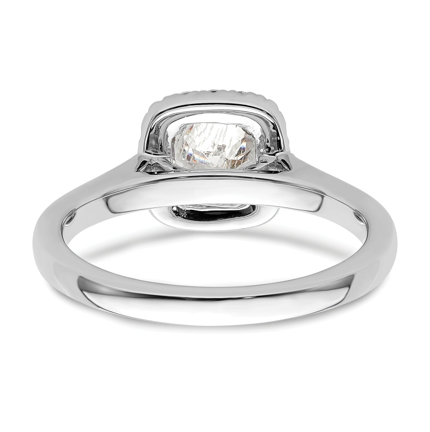 14k White Gold Halo (Holds 3/4 carat (5.8 mm) Round Center) 1/5 carat Diamond Semi-mount Engagement Ring