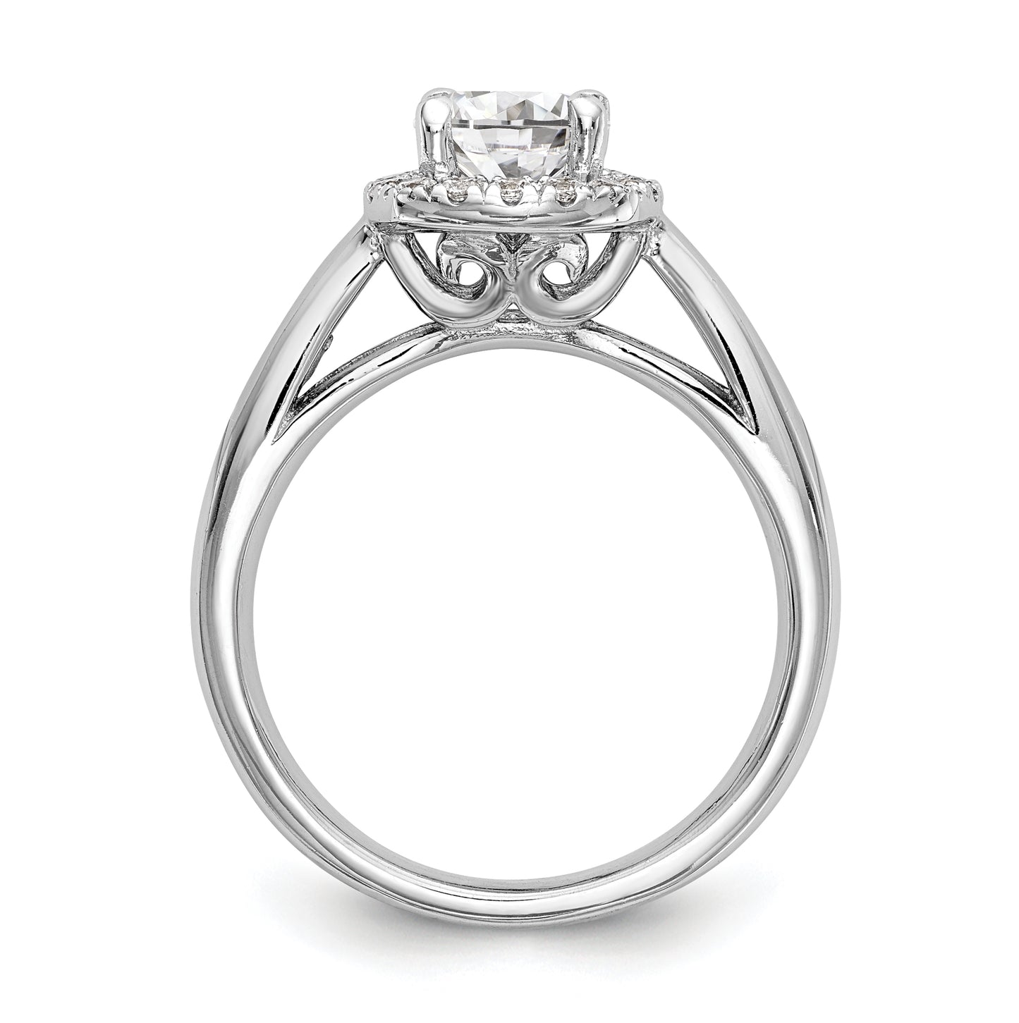14k White Gold Halo (Holds 1 carat (6.5 mm) Round Center) 1/4 carat Diamond Semi-mount Engagement Ring