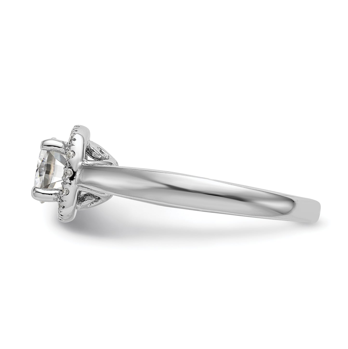 14k White Gold Halo (Holds 1 carat (6.5 mm) Round Center) 1/4 carat Diamond Semi-mount Engagement Ring