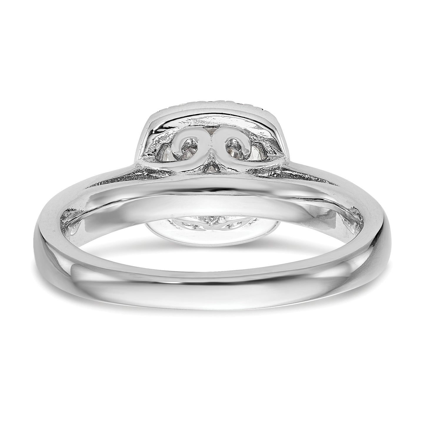 14k White Gold Halo (Holds 1 carat (6.5 mm) Round Center) 1/4 carat Diamond Semi-mount Engagement Ring