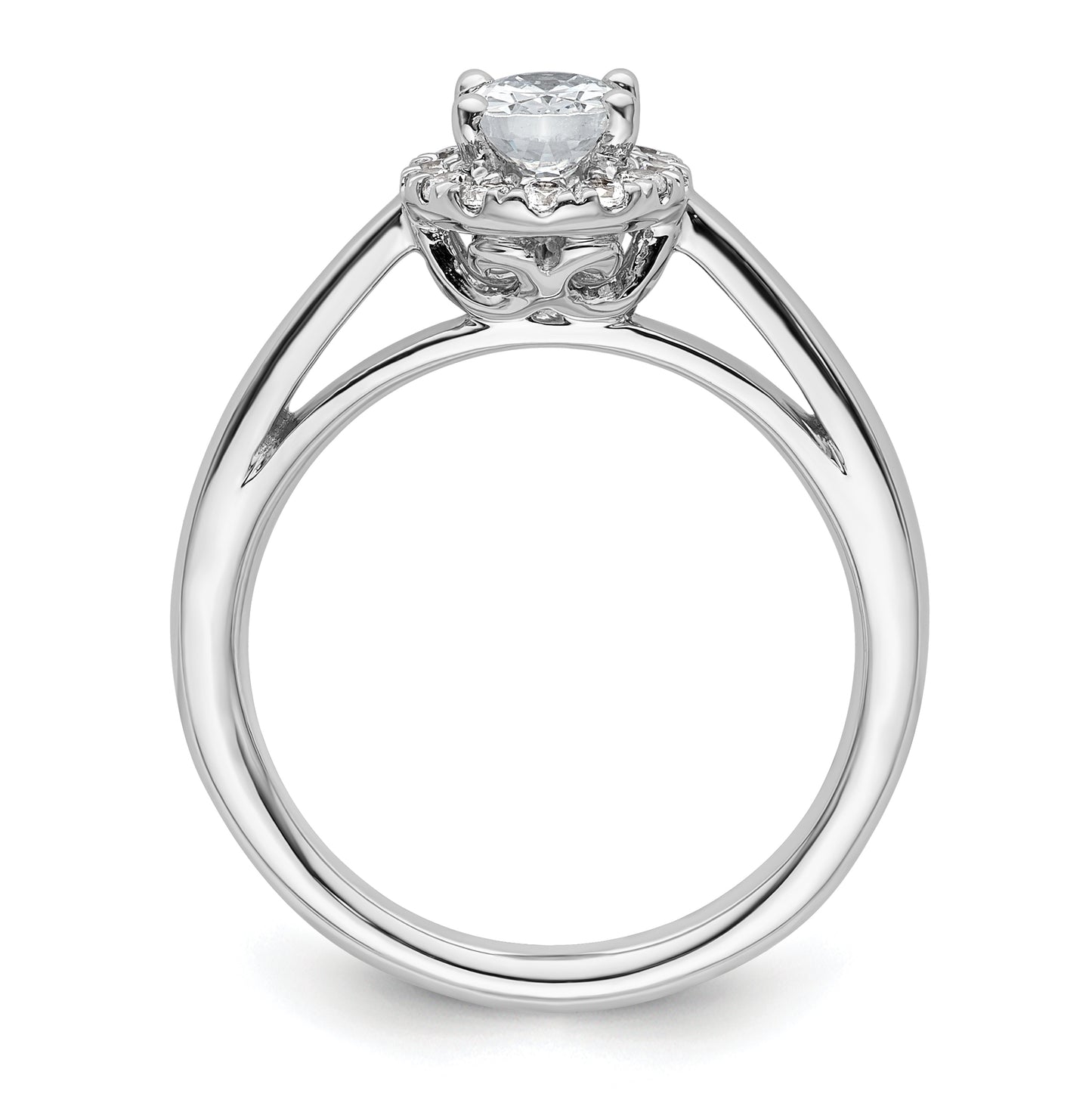 14k White Gold Halo (Holds 1/2 carat (6.5x4.5mm) Oval Center) 1/5 carat Diamond Semi-mount Engagement Ring