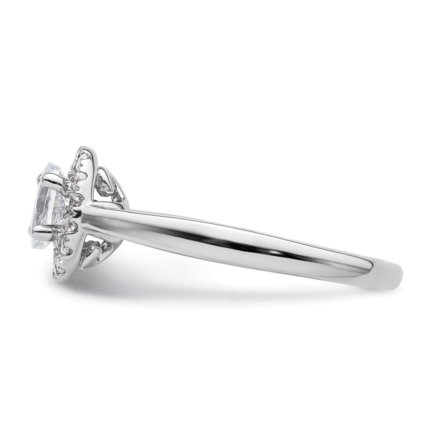14k White Gold Halo (Holds 1/2 carat (6.5x4.5mm) Oval Center) 1/5 carat Diamond Semi-mount Engagement Ring