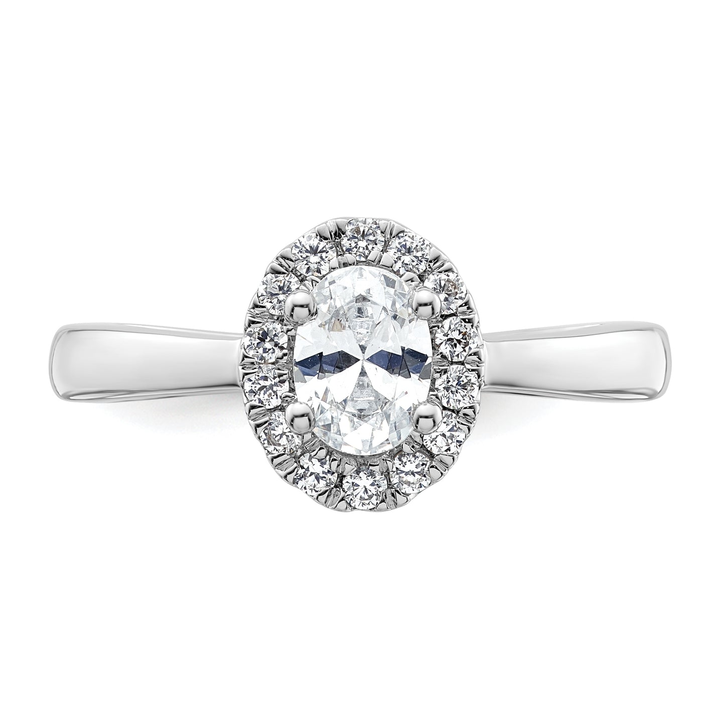 14k White Gold Halo (Holds 1/2 carat (6.5x4.5mm) Oval Center) 1/5 carat Diamond Semi-mount Engagement Ring