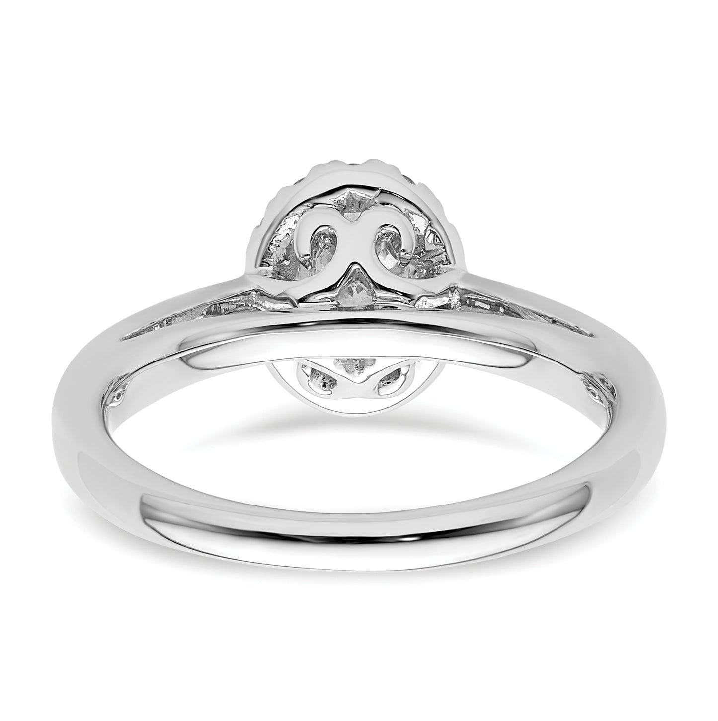 14k White Gold Halo (Holds 1/2 carat (6.5x4.5mm) Oval Center) 1/5 carat Diamond Semi-mount Engagement Ring