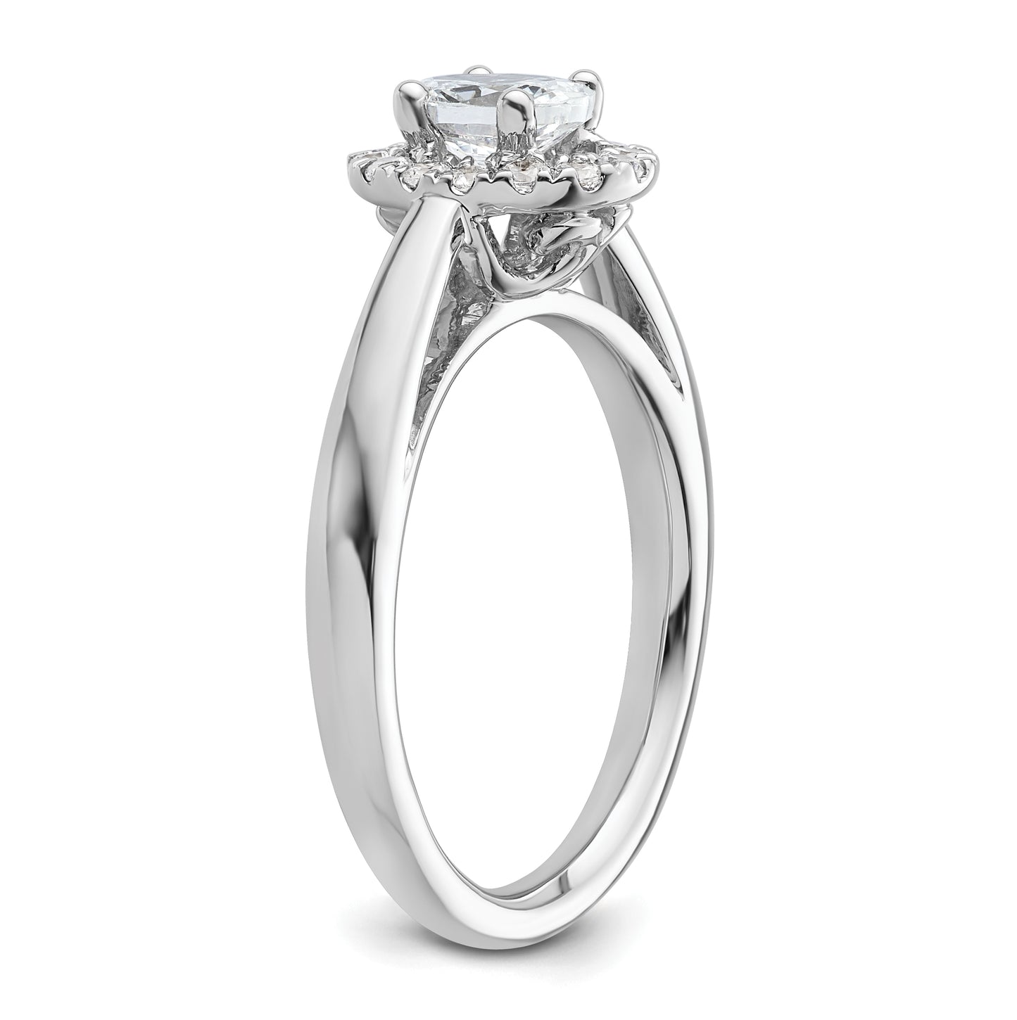 14k White Gold Halo (Holds 1/2 carat (6.5x4.5mm) Oval Center) 1/5 carat Diamond Semi-mount Engagement Ring