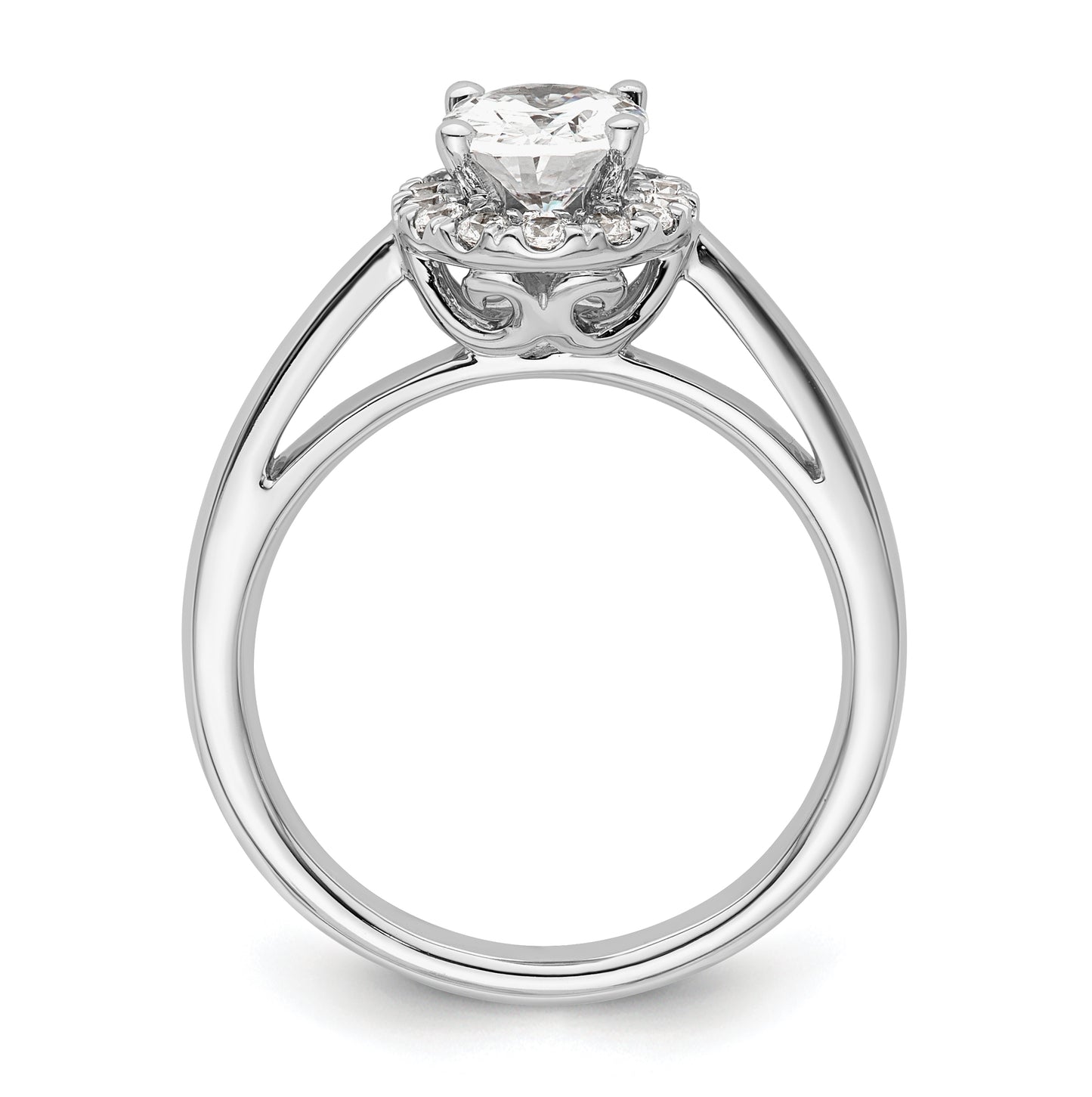 14k White Gold Halo (Holds 3/4 carat (7.5x5.00mm) Oval Center) 1/4 carat Diamond Semi-mount Engagement Ring