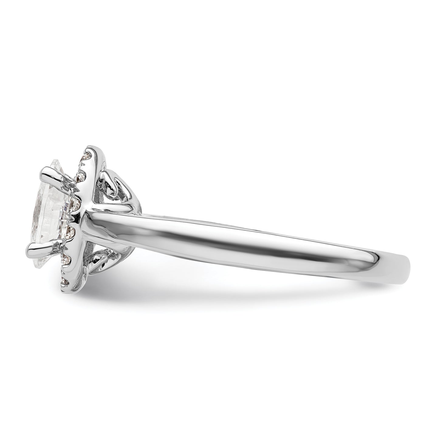 14k White Gold Halo (Holds 3/4 carat (7.5x5.00mm) Oval Center) 1/4 carat Diamond Semi-mount Engagement Ring