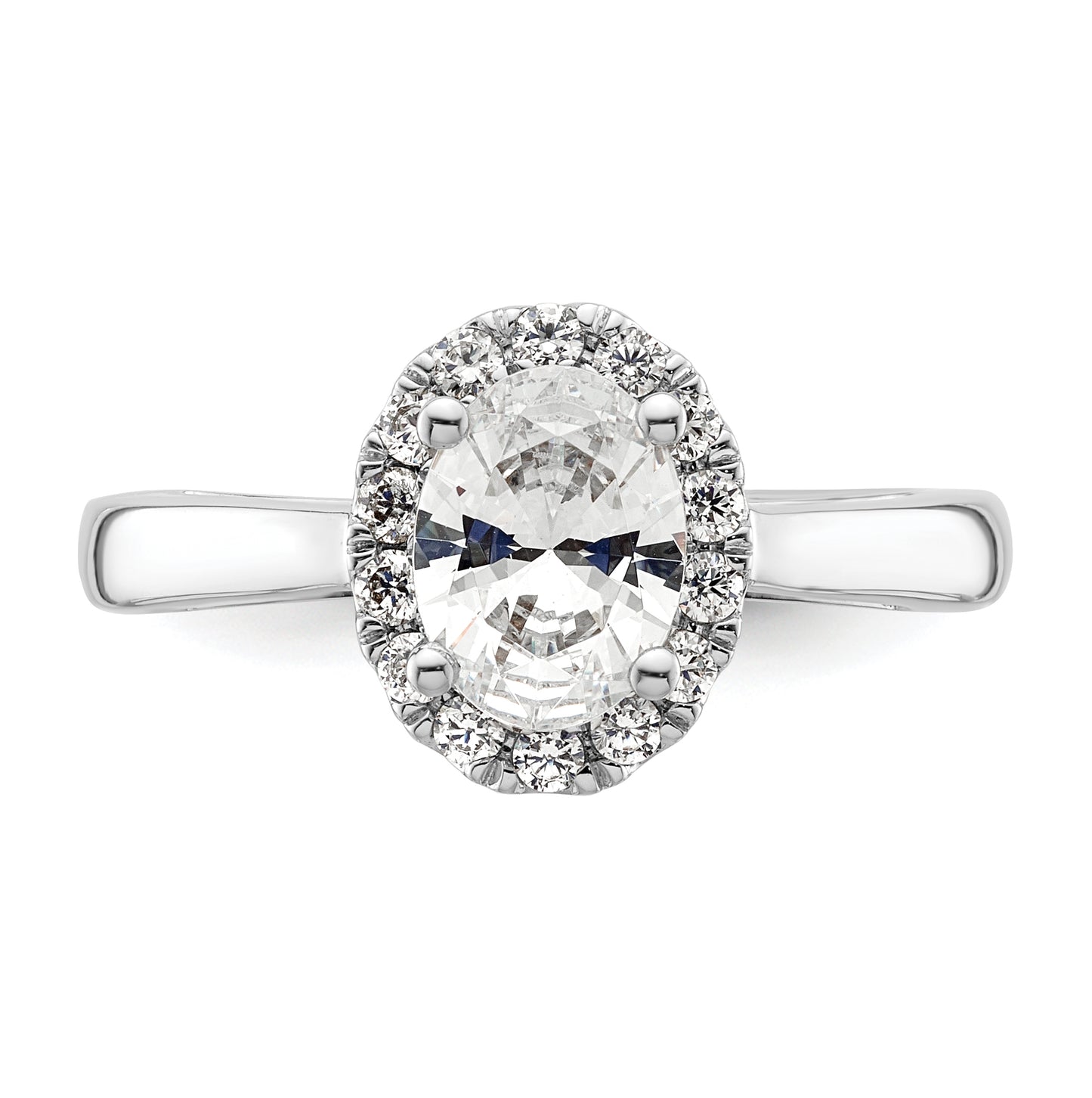 14k White Gold Halo (Holds 3/4 carat (7.5x5.00mm) Oval Center) 1/4 carat Diamond Semi-mount Engagement Ring