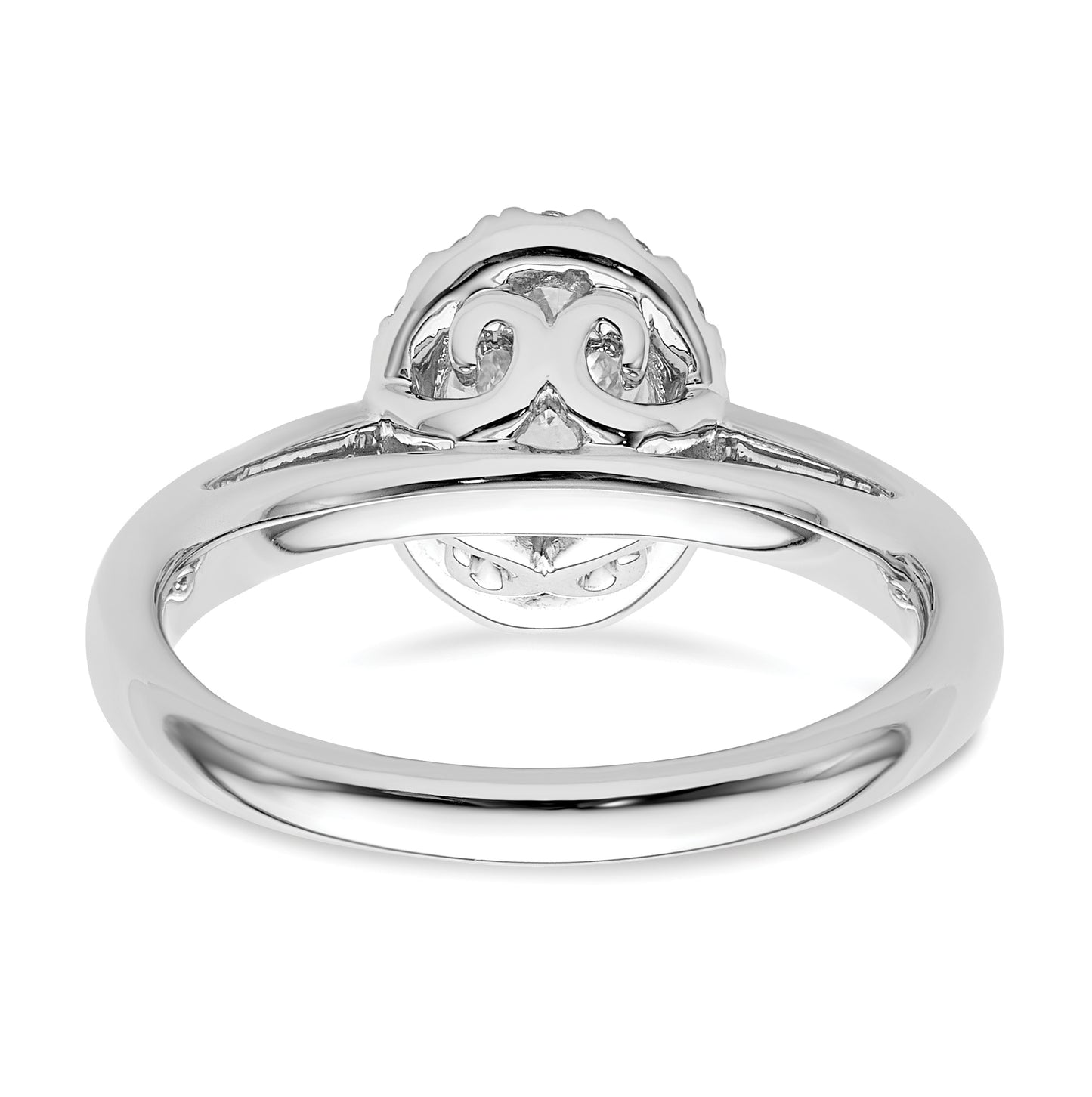 14k White Gold Halo (Holds 3/4 carat (7.5x5.00mm) Oval Center) 1/4 carat Diamond Semi-mount Engagement Ring