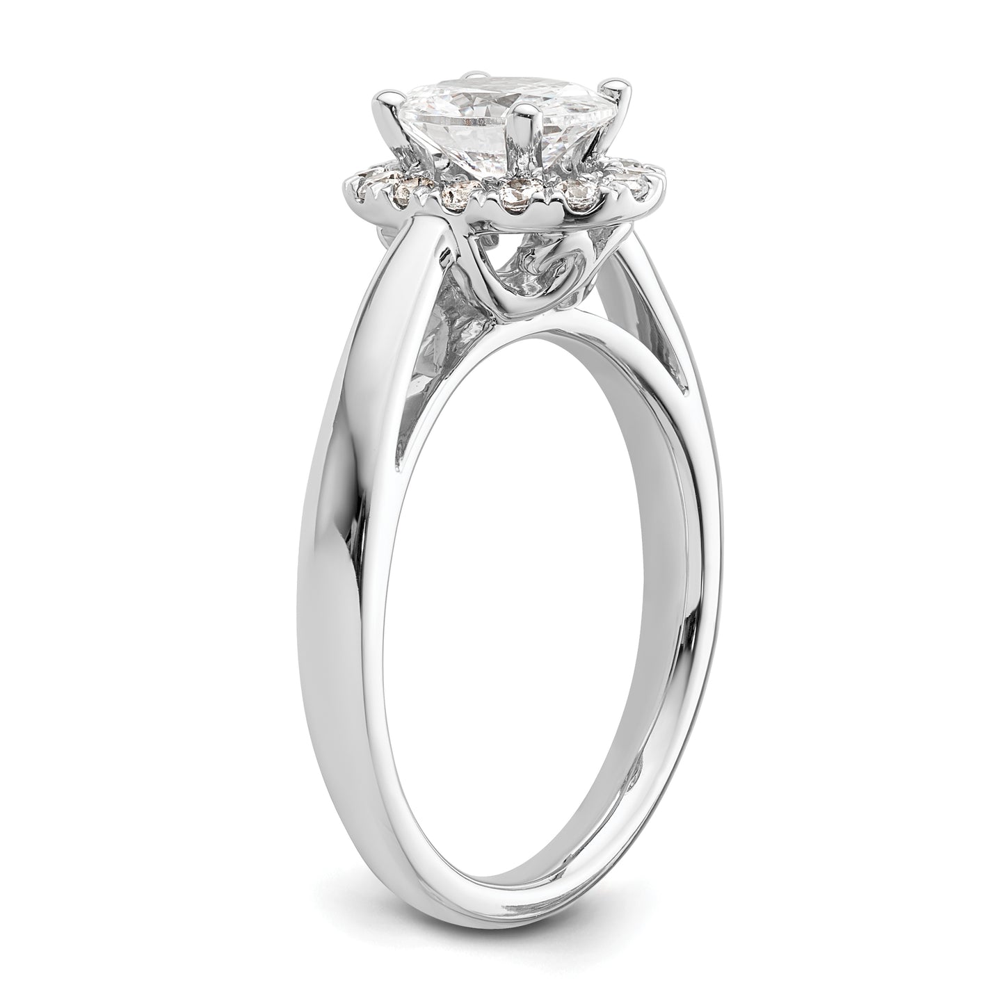 14k White Gold Halo (Holds 3/4 carat (7.5x5.00mm) Oval Center) 1/4 carat Diamond Semi-mount Engagement Ring
