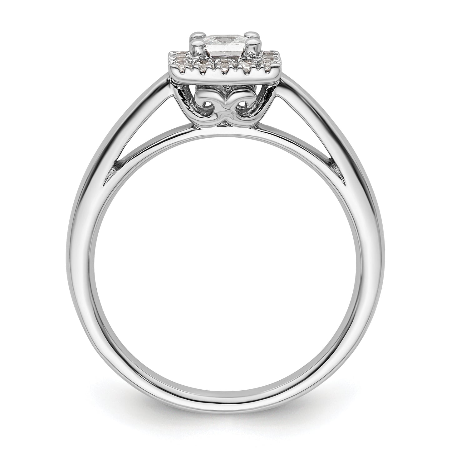 14k White Gold Halo (Holds 1/3 carat (3.9mm) Princess Center) 1/6 carat Diamond Semi-mount Engagement Ring