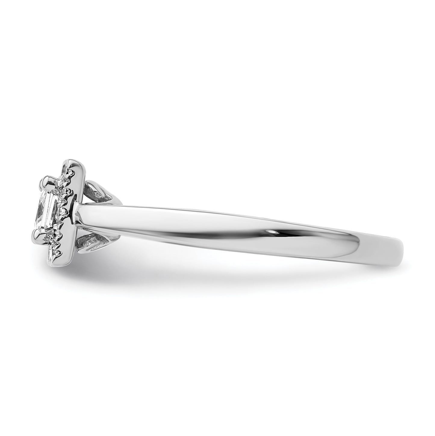 14k White Gold Halo (Holds 1/3 carat (3.9mm) Princess Center) 1/6 carat Diamond Semi-mount Engagement Ring