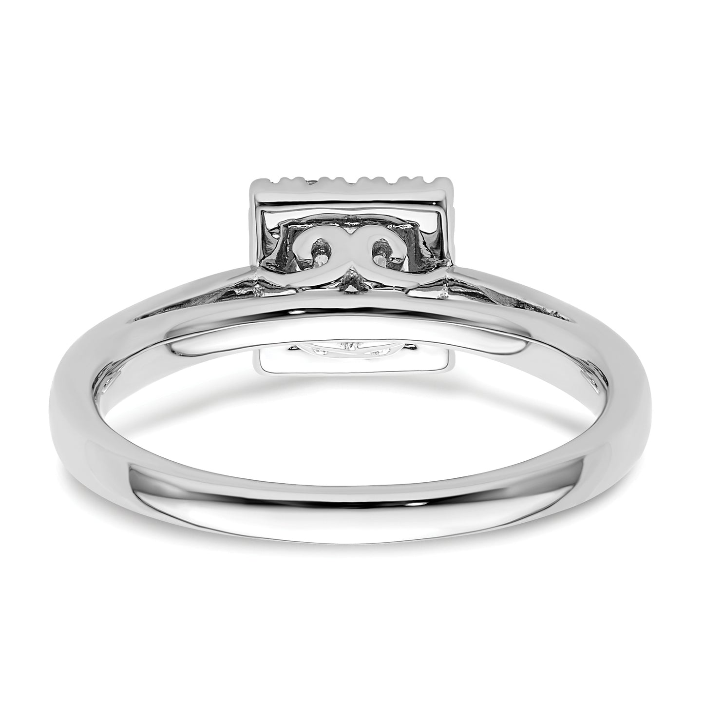 14k White Gold Halo (Holds 1/3 carat (3.9mm) Princess Center) 1/6 carat Diamond Semi-mount Engagement Ring