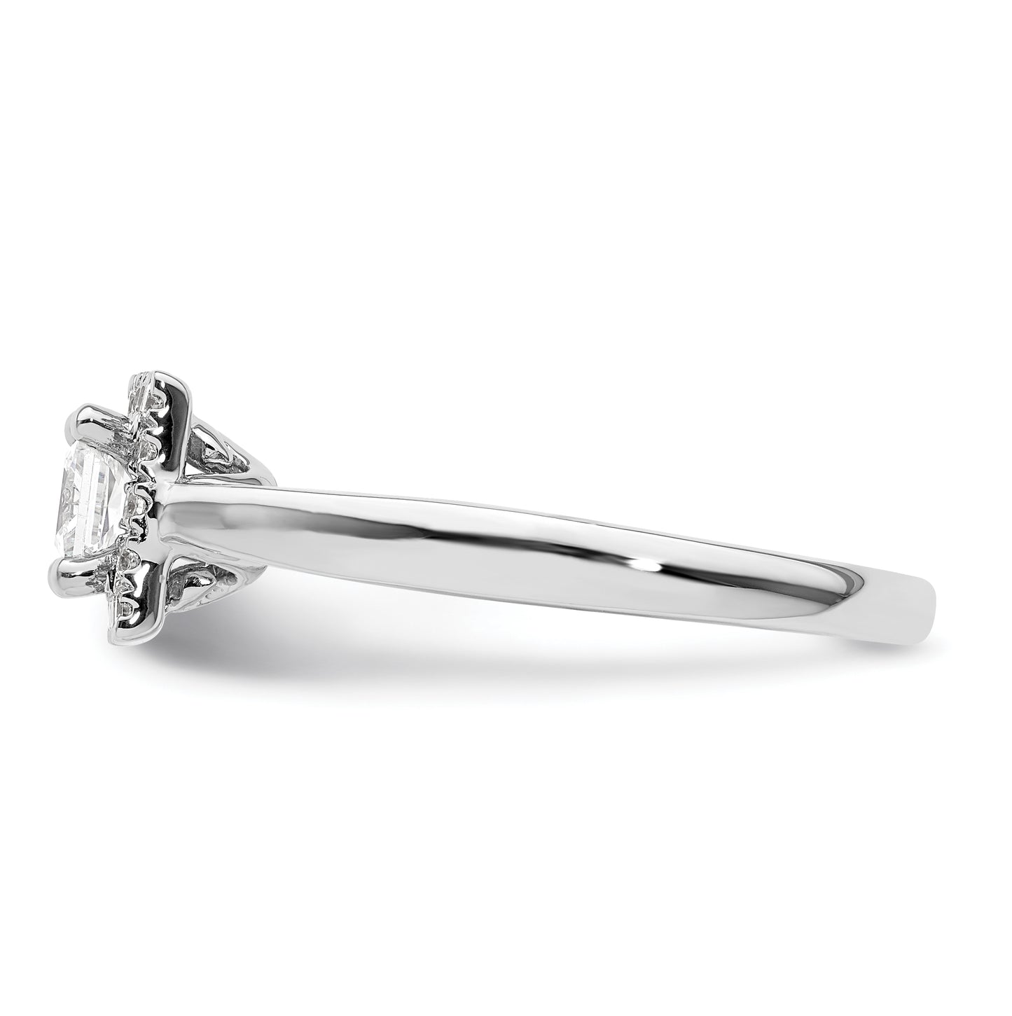 14k White Gold Halo (Holds 1/2 carat (4.3mm) Princess Center) 1/5 carat Diamond Semi-mount Engagement Ring
