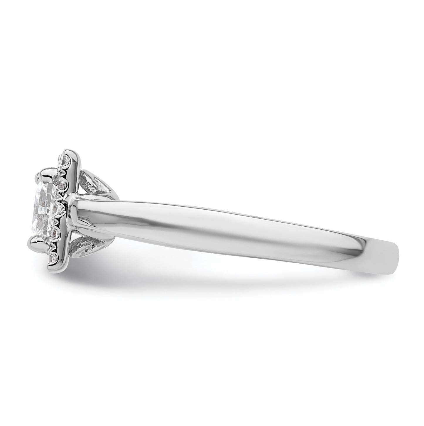 14k White Gold Halo (Holds 3/4 carat (4.9mm) Princess Center) 1/4 carat Diamond Semi-mount Engagement Ring