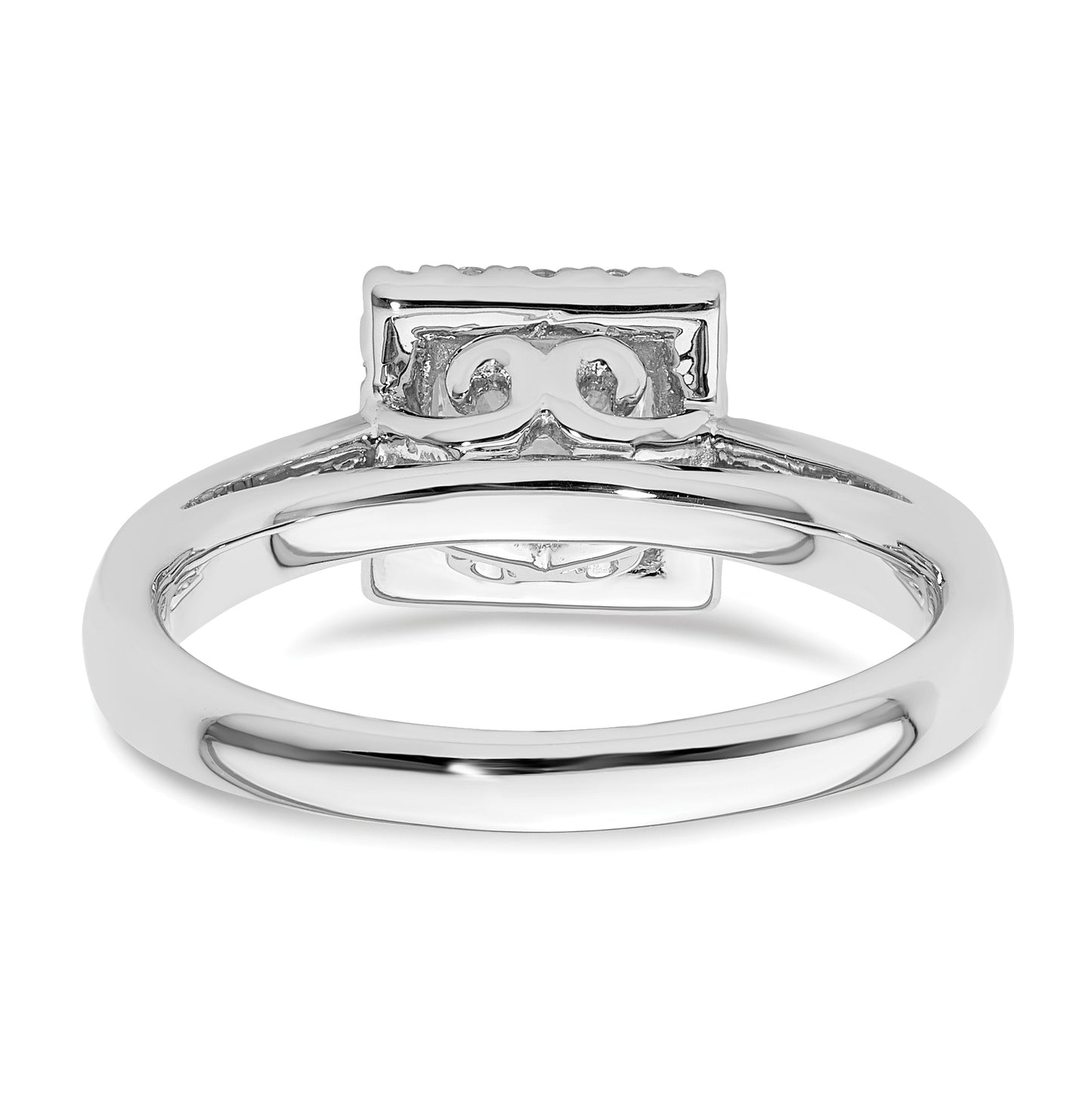 14k White Gold Halo (Holds 3/4 carat (4.9mm) Princess Center) 1/4 carat Diamond Semi-mount Engagement Ring