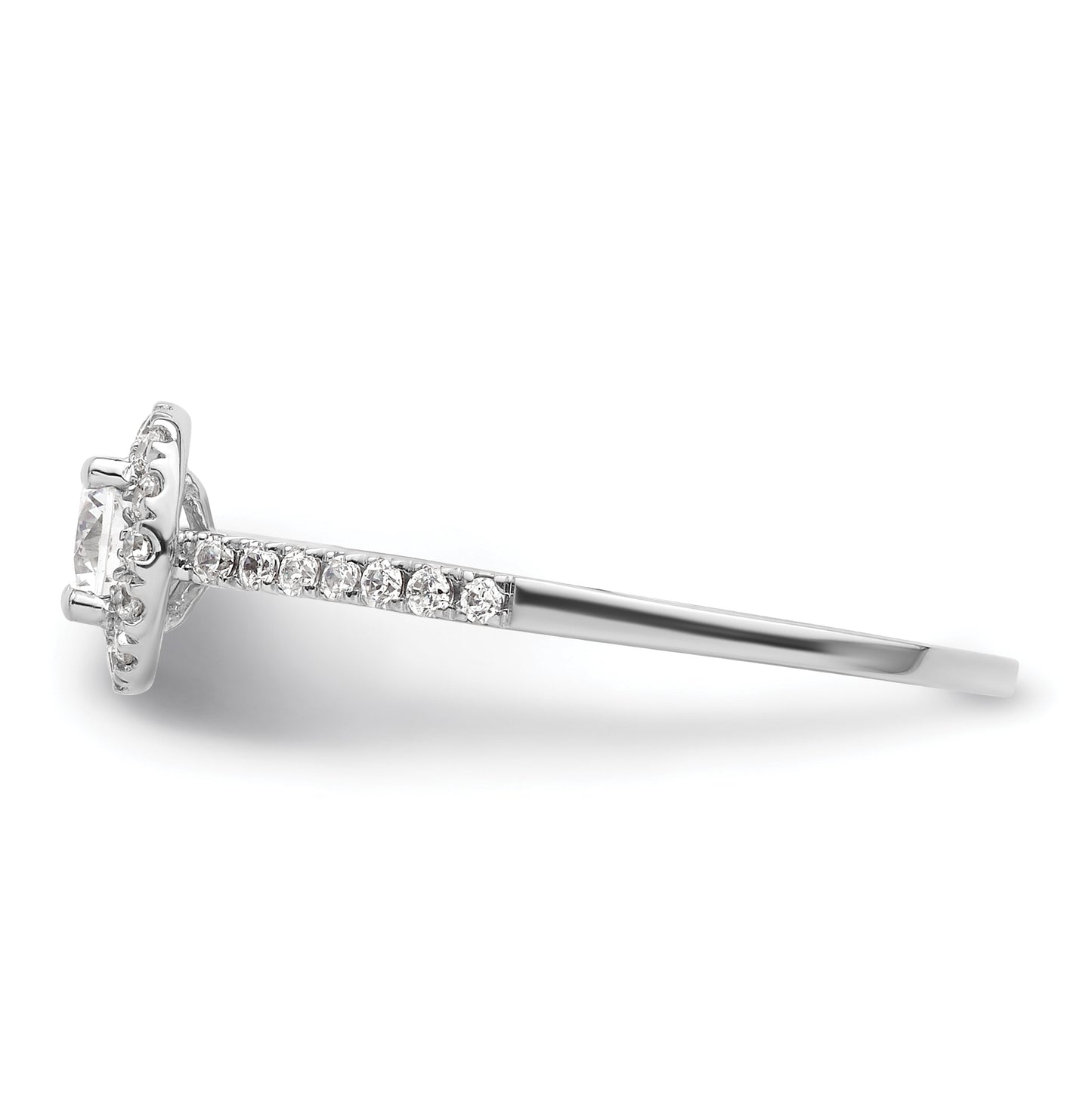 14k White Gold Halo (Holds 1/4 carat (4.1mm) Round Center) 1/4 carat Diamond Semi-mount Engagement Ring