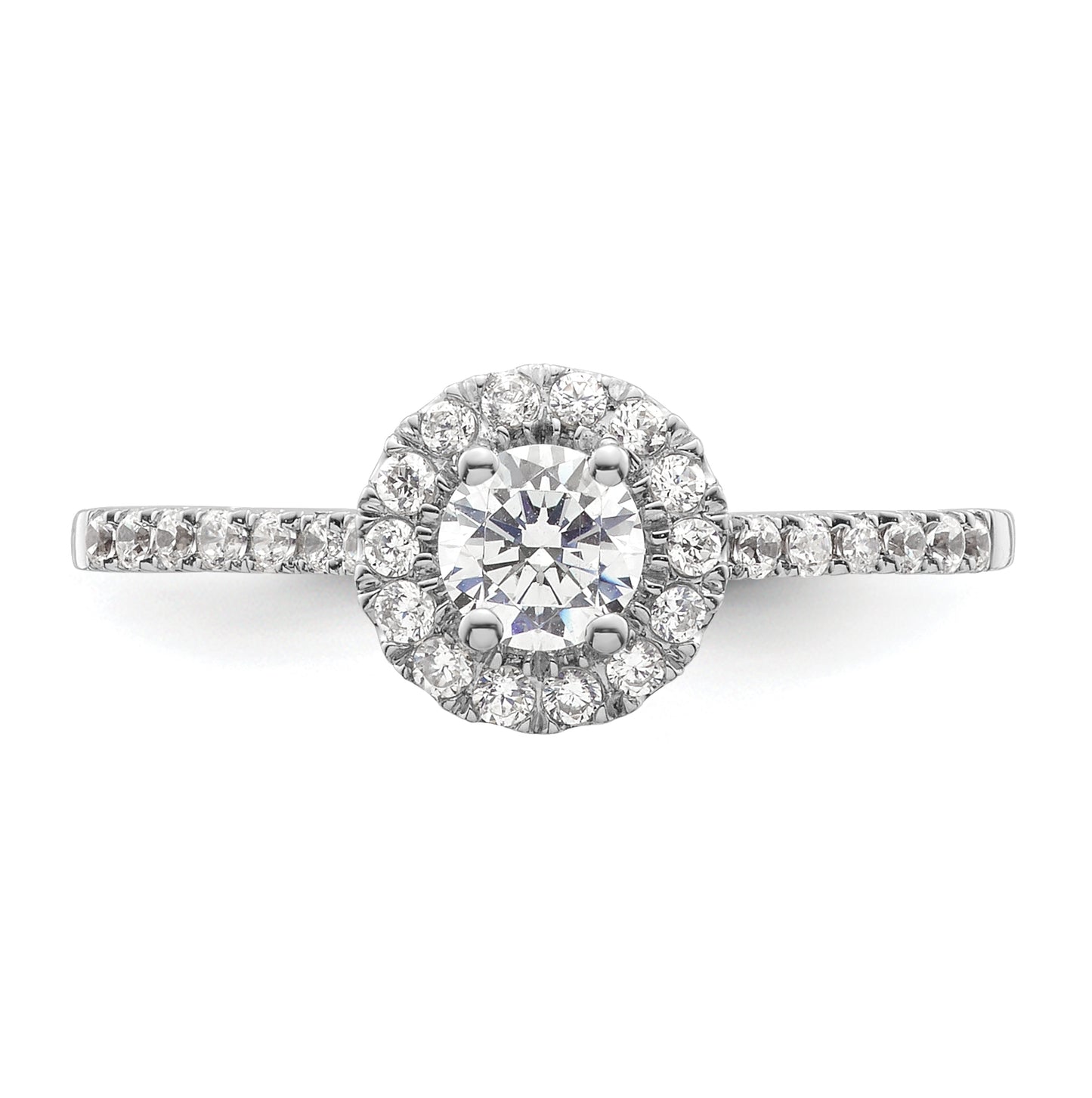 14k Two-tone Halo (Holds 1/4 carat (4.1mm) Round Center) 1/4 carat Diamond Semi-mount Engagement Ring