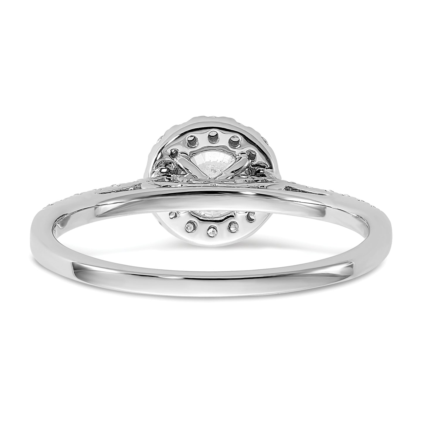 14k White Gold Halo (Holds 1/2 carat (5.2 mm) Round Center) 1/4 carat Diamond Semi-mount Engagement Ring