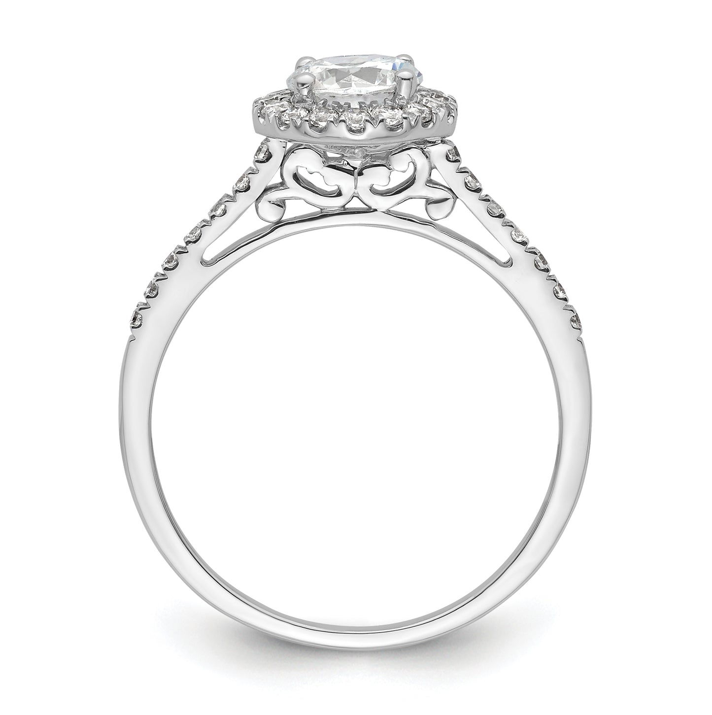 14k White Gold Halo (Holds 3/4 carat (5.8mm) Round Center) 1/4 carat Diamond Semi-mount Engagement Ring