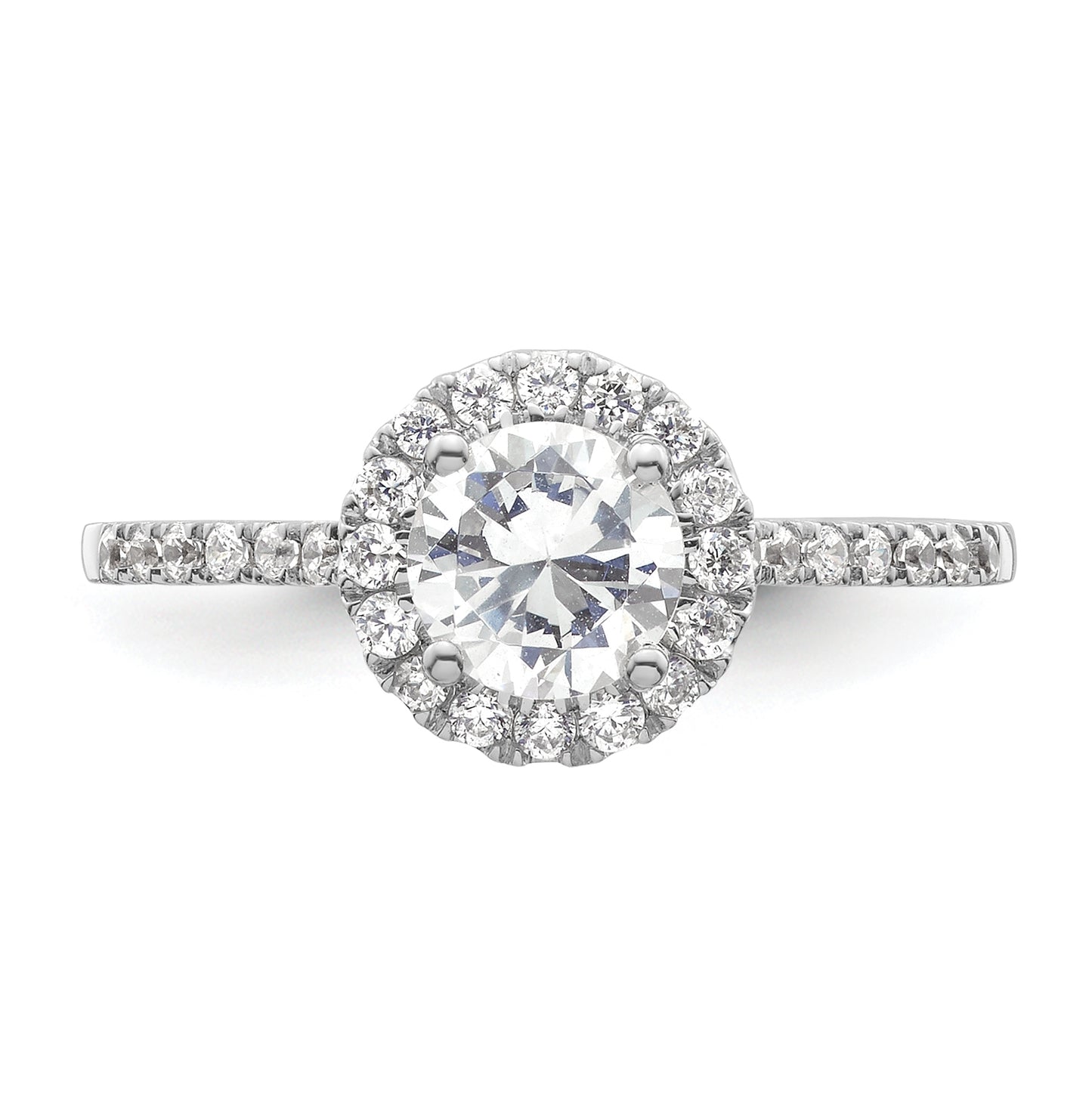 14k White Gold Halo (Holds 3/4 carat (5.8mm) Round Center) 1/4 carat Diamond Semi-mount Engagement Ring