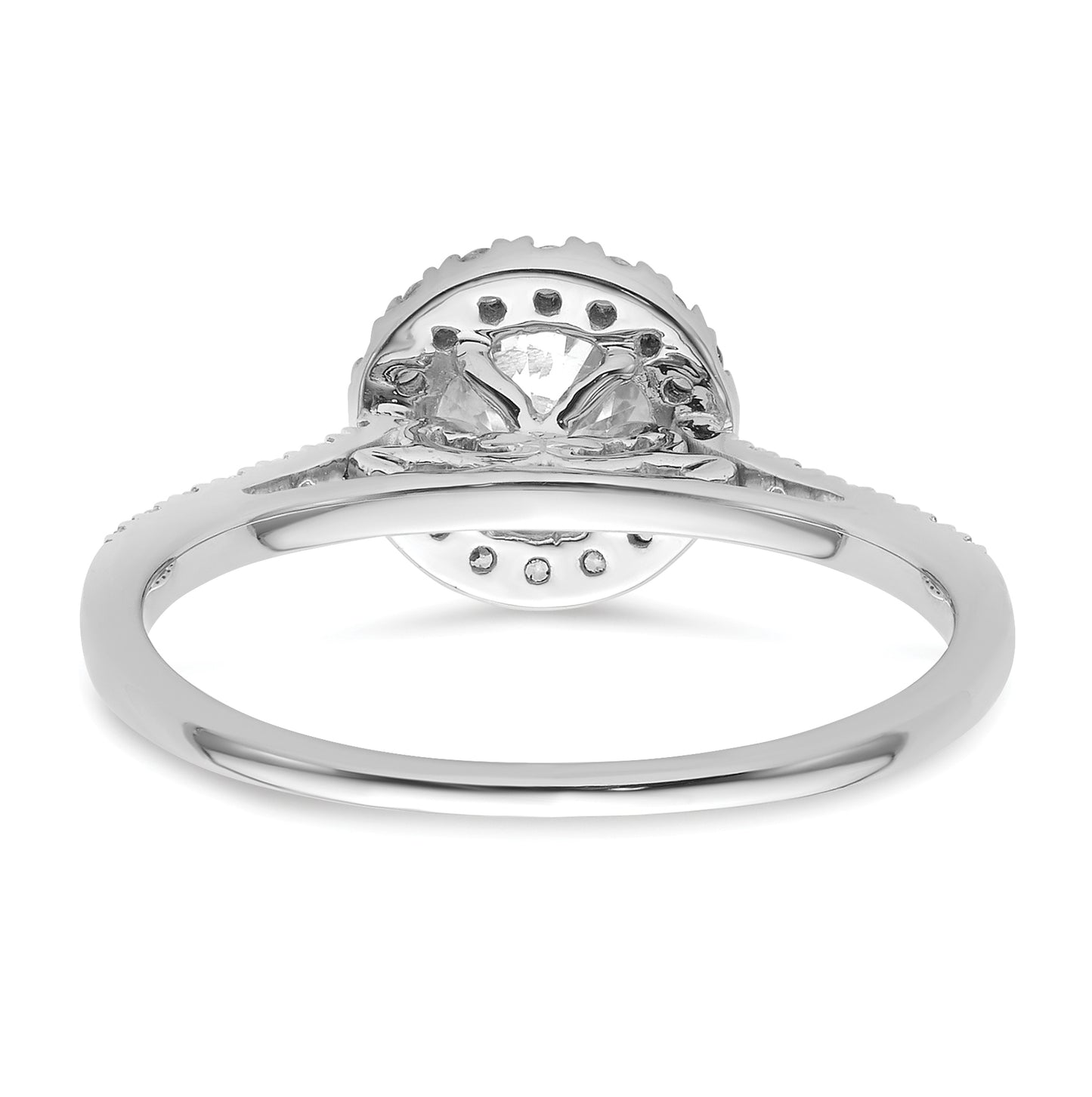 14k White Gold Halo (Holds 3/4 carat (5.8mm) Round Center) 1/4 carat Diamond Semi-mount Engagement Ring