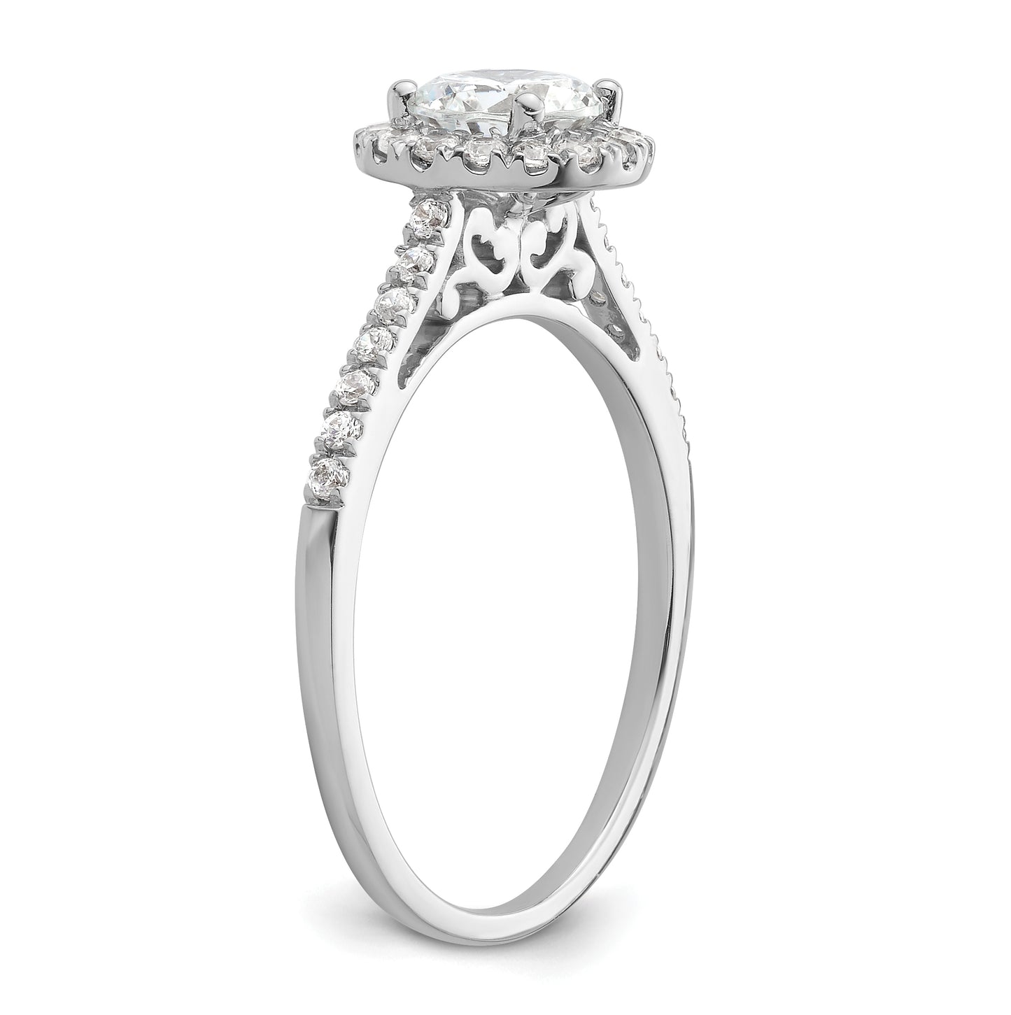 14k White Gold Halo (Holds 3/4 carat (5.8mm) Round Center) 1/4 carat Diamond Semi-mount Engagement Ring