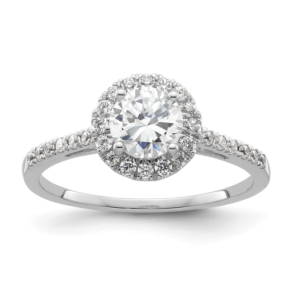 14k White Gold Halo (Holds 3/4 carat (5.8mm) Round Center) 1/4 carat Diamond Semi-mount Engagement Ring