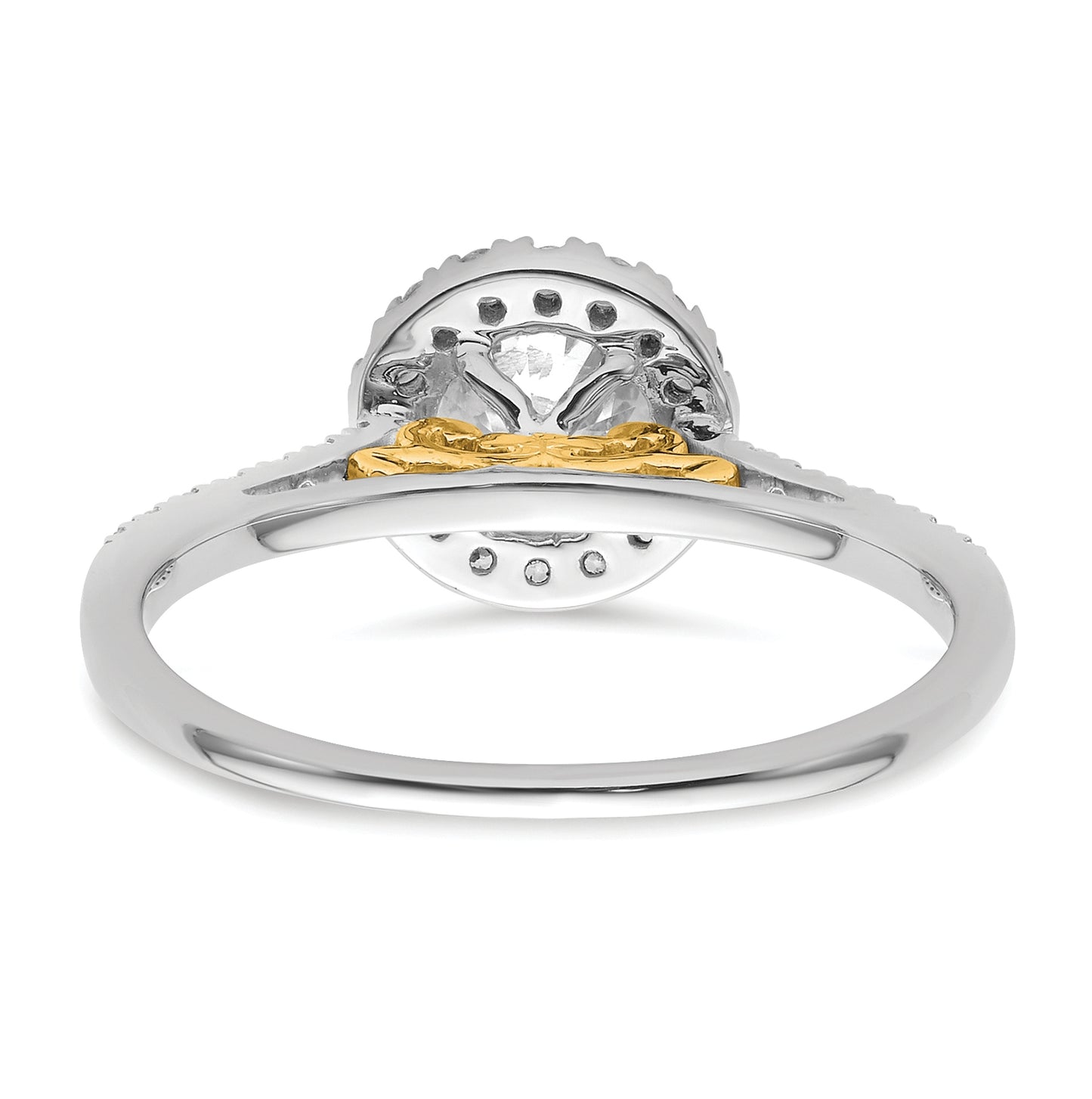 14k Two-tone Halo (Holds 3/4 carat (5.8mm) Round Center) 1/4 carat Diamond Semi-mount Engagement Ring