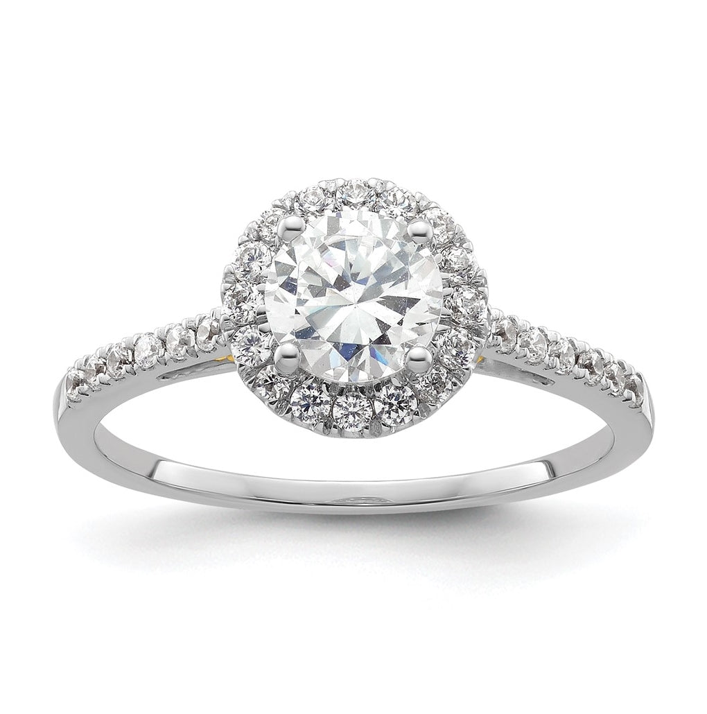 14k Two-tone Halo (Holds 3/4 carat (5.8mm) Round Center) 1/4 carat Diamond Semi-mount Engagement Ring