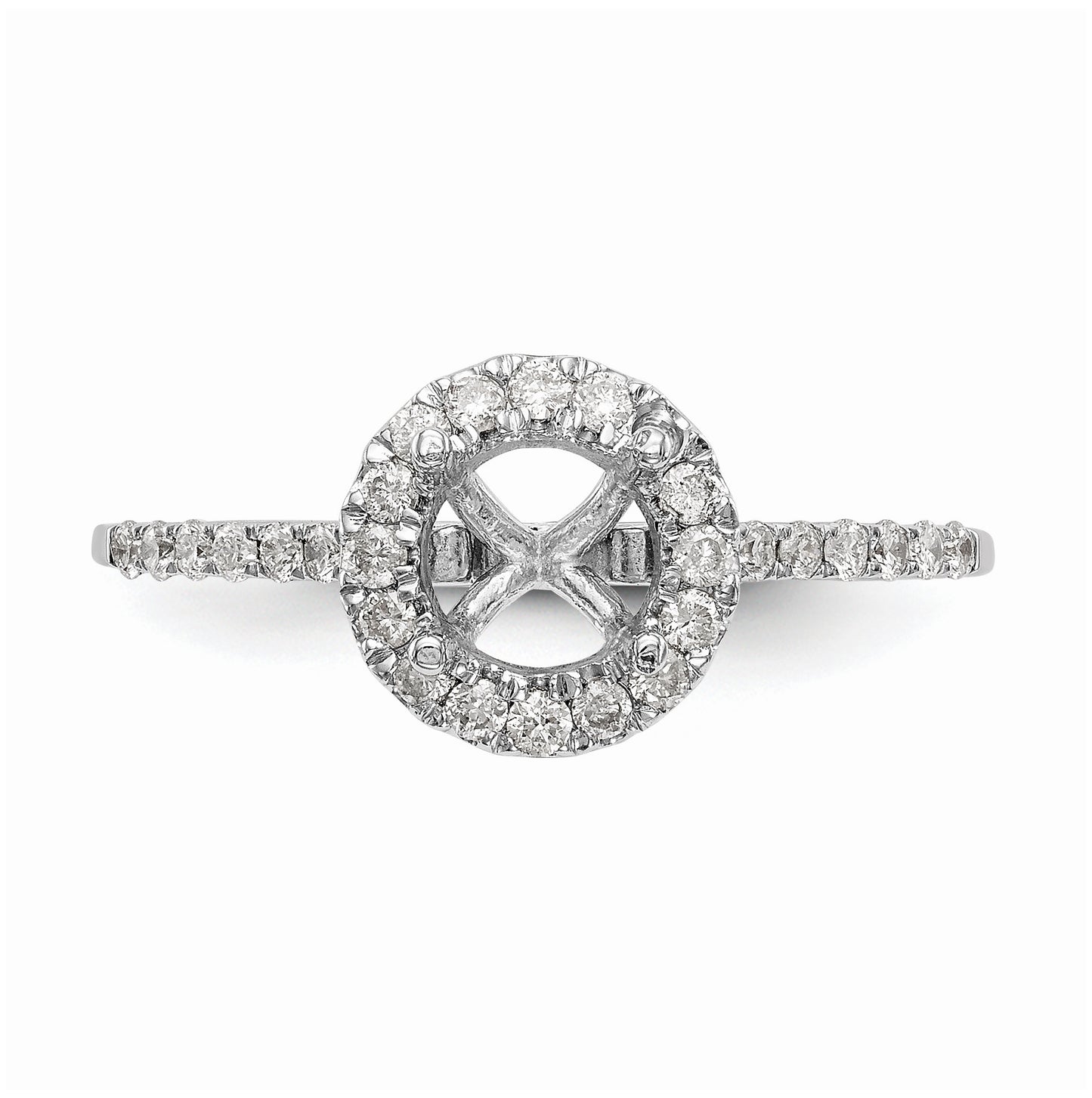 14k Two-tone Halo (Holds 1/2 carat (5.2mm) Round Center) 1/4 carat Diamond Semi-mount Engagement Ring