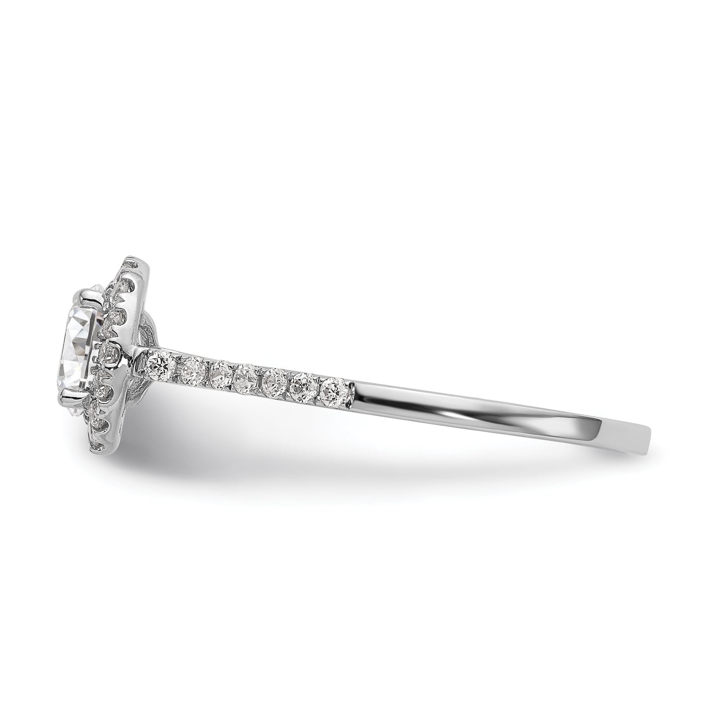 14k White Gold Halo (Holds 1 carat (6.5mm) Round Center) 1/4 carat Diamond Semi-mount Engagement Ring