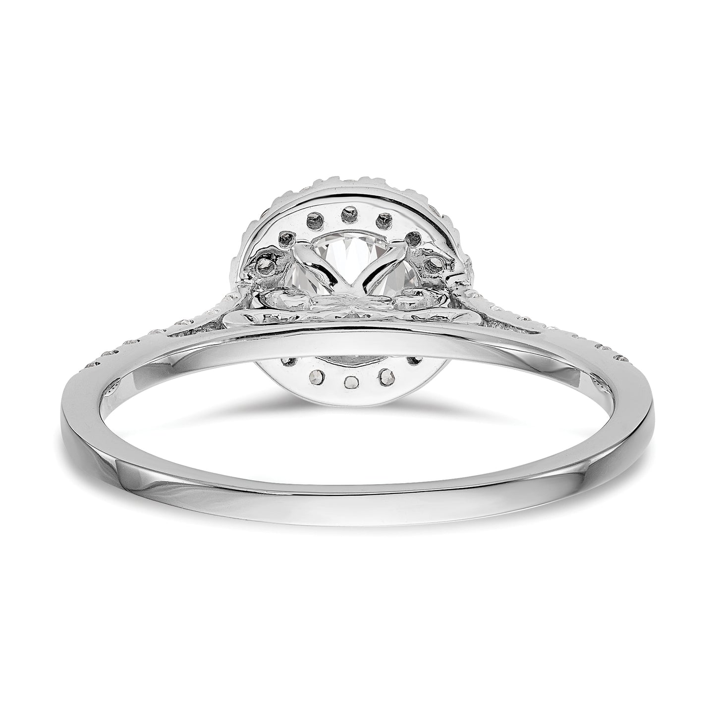 14k White Gold Halo (Holds 1 carat (6.5mm) Round Center) 1/4 carat Diamond Semi-mount Engagement Ring